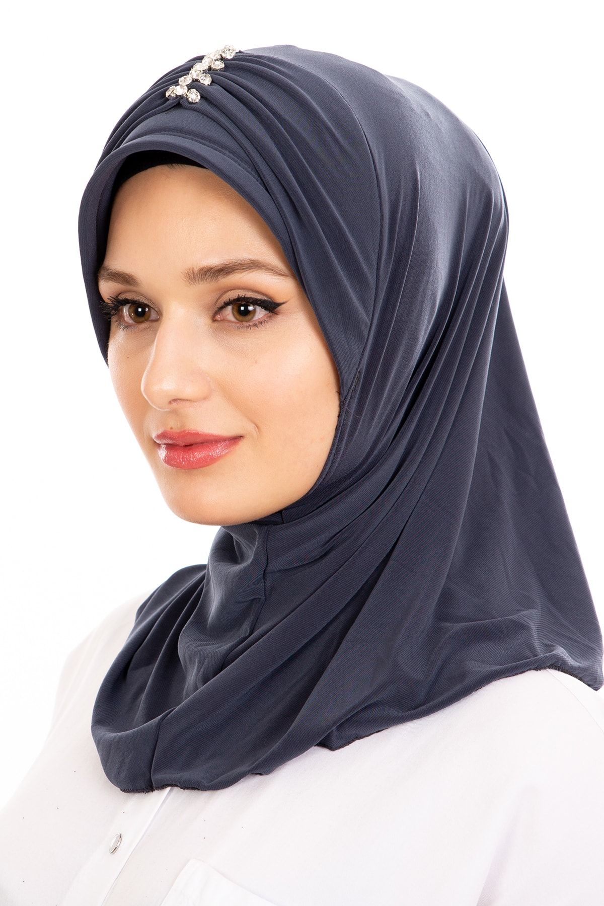 LadyColor Kelebek Taşlı Hijab Bone Füme