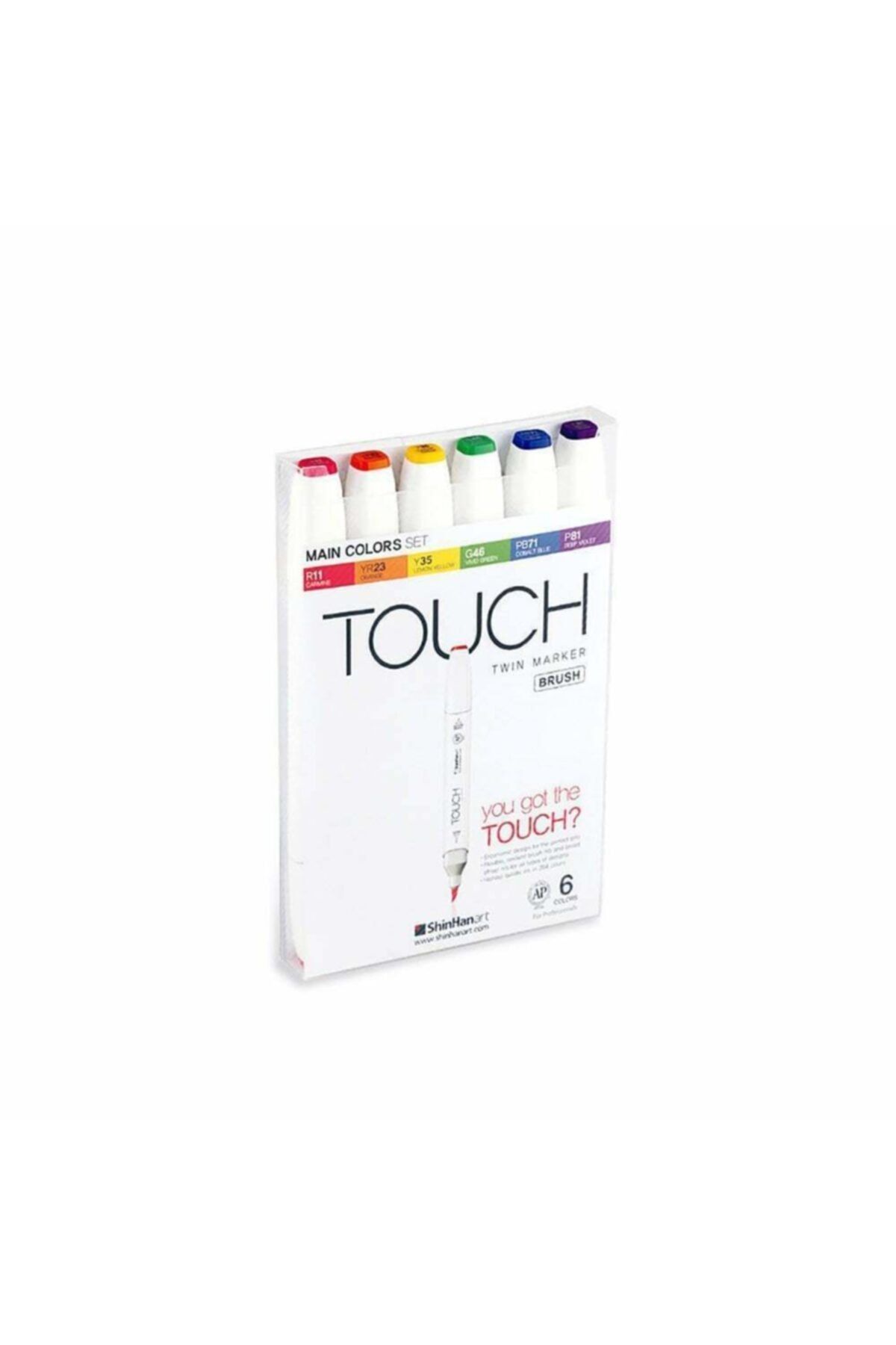 Touch Twin Brush Marker 6'lı Set Ana Renkler