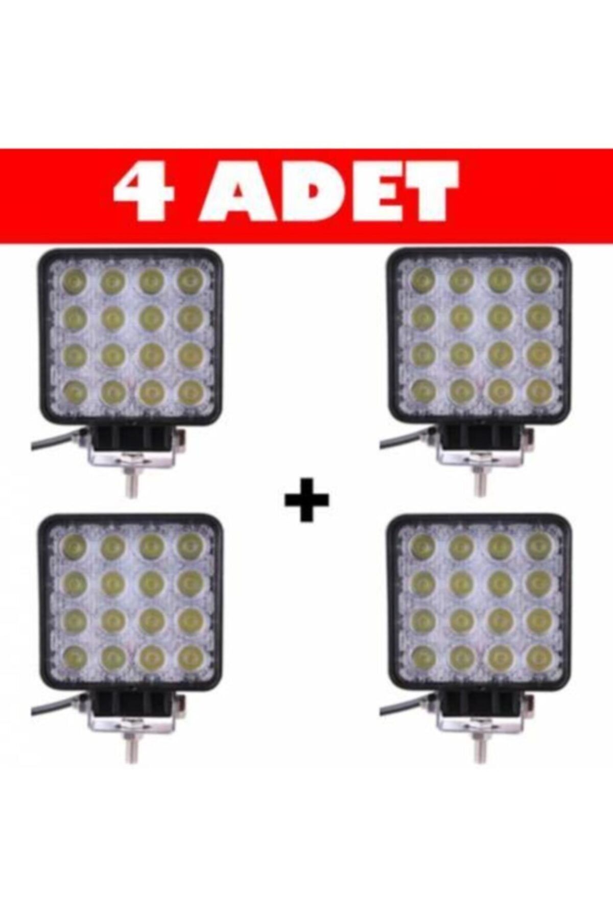 Genel Markalar Off Road Sis Farı Sis Lambası 16 Led Kare 4'lü Paket Su Geçirmez