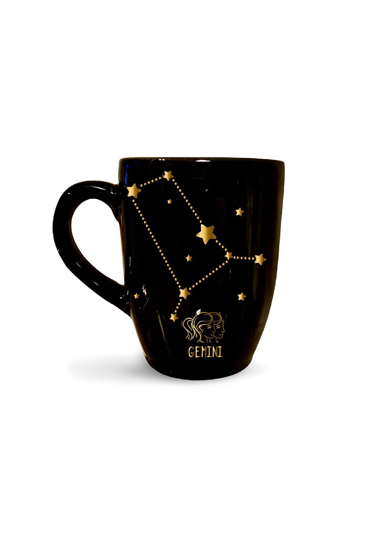 Vivas Yıldız Haritalı İkizler Burcu Siyah Kupa - Burçlu kahve kupası kupa bardak kahve fincanı