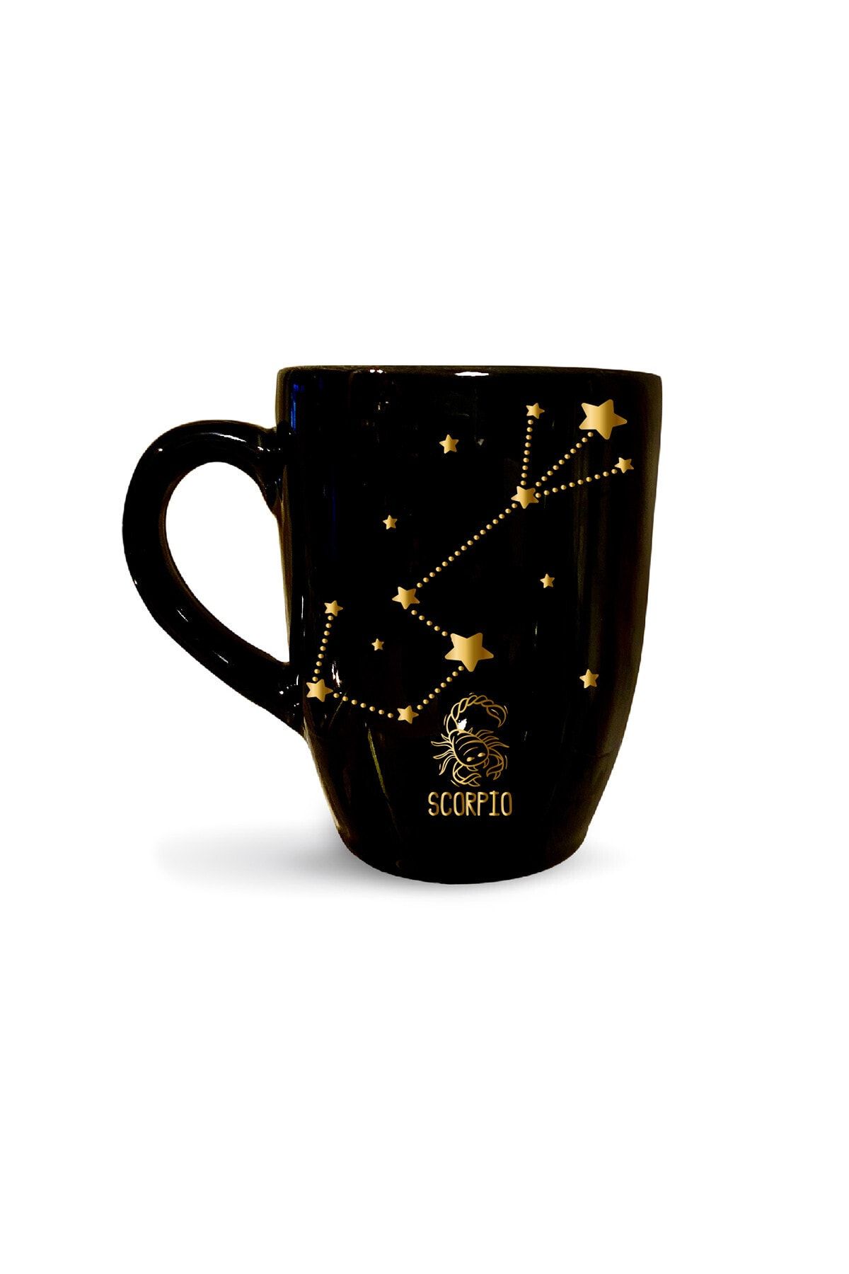 Vivas Yıldız Haritalı Akrep Burcu Siyah Kupa - Burçlu kahve kupası kupa bardak kahve fincanı