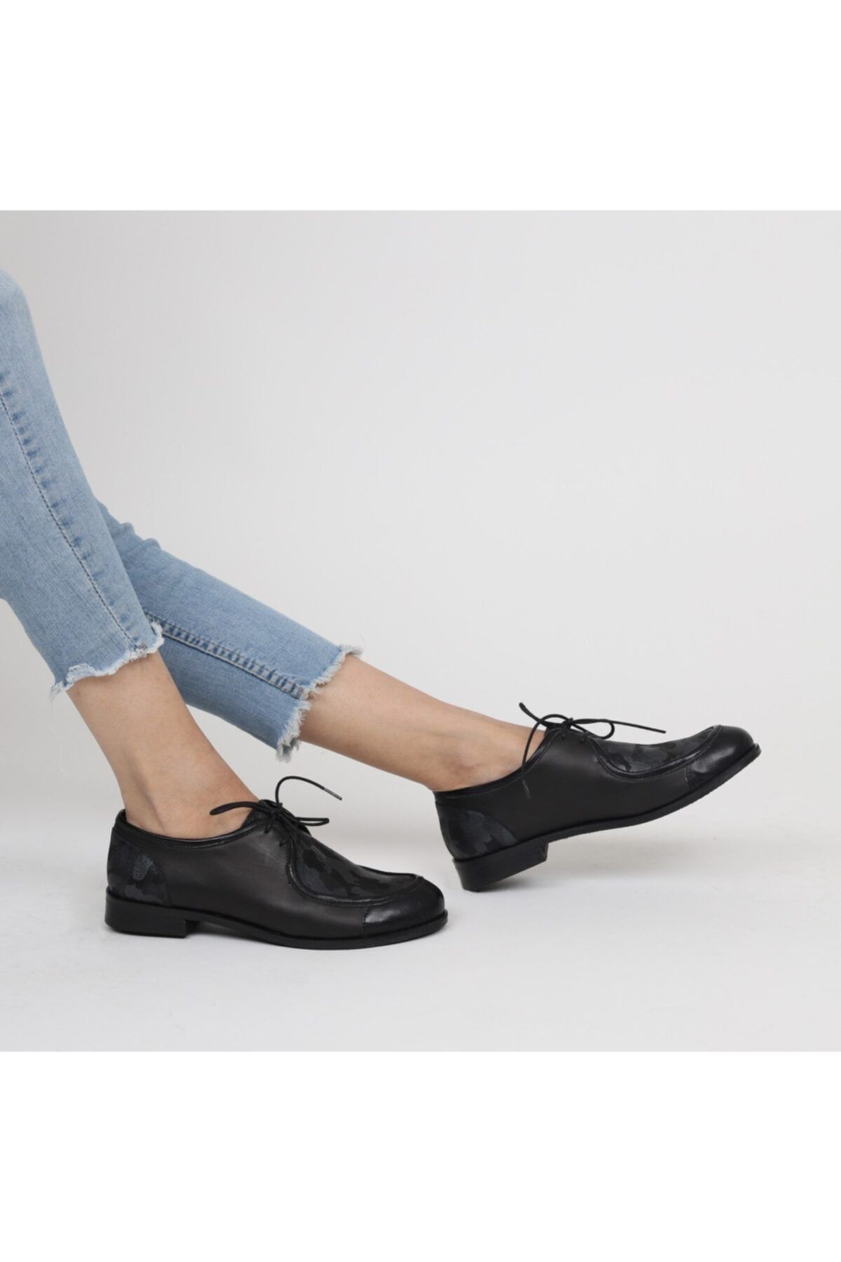 Lo Mejor Shoes Kadın Siyah Bumblebee Deri Özel Tasarım Ayakkabı