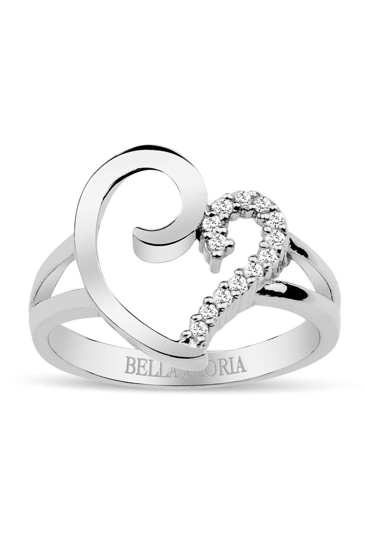 Bella Gloria Altın Kaplamalı Pırlanta Kalp Yüzük (GPY0002)