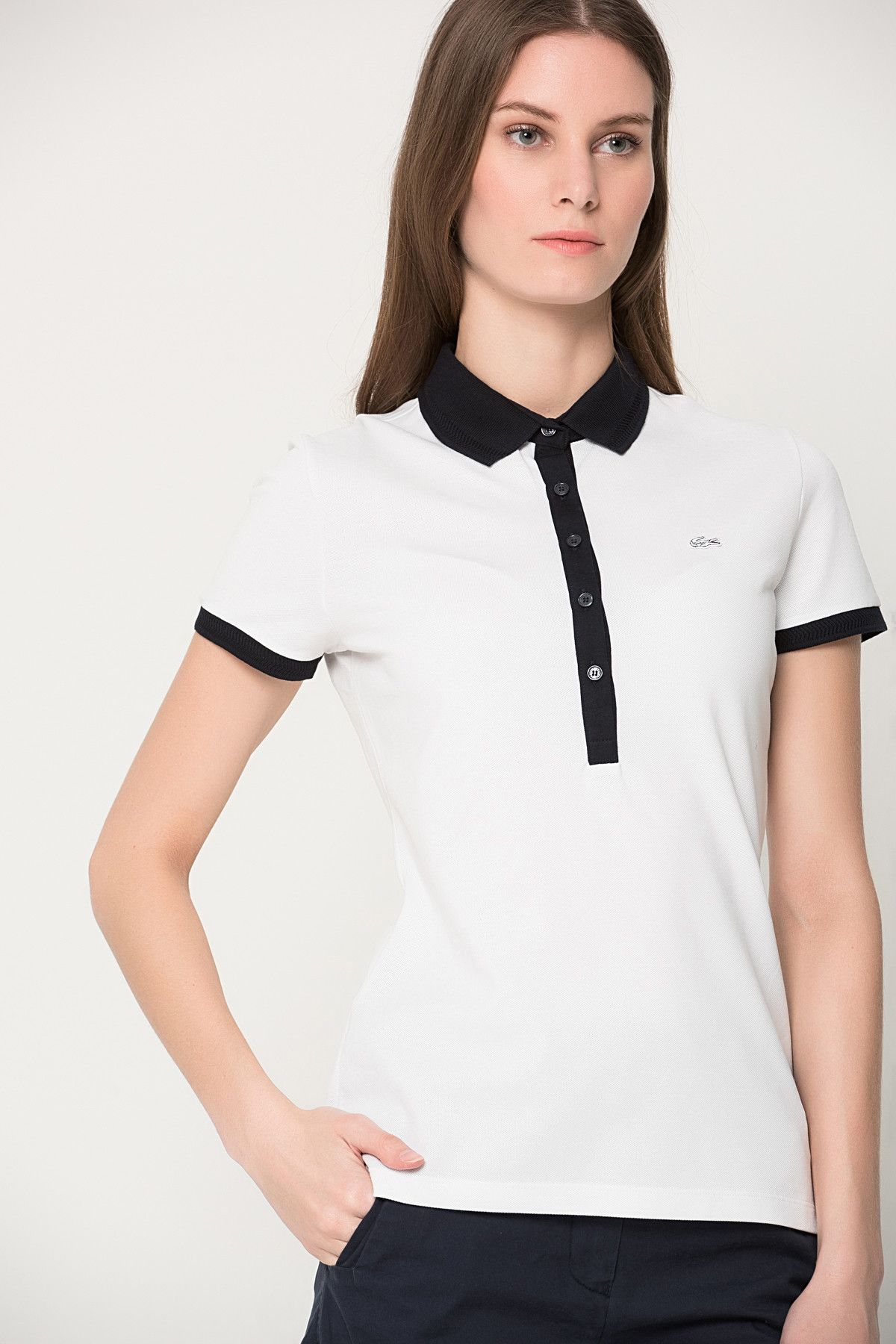 Lacoste Kadın Beyaz Polo Yaka T-shirt PF0405
