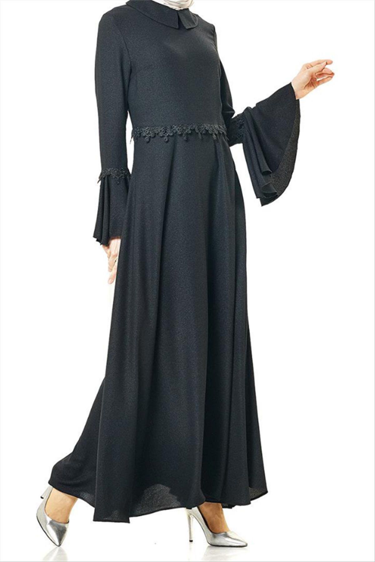 Nihan Kadın Siyah Abiye Elbise Nihan-Z1179