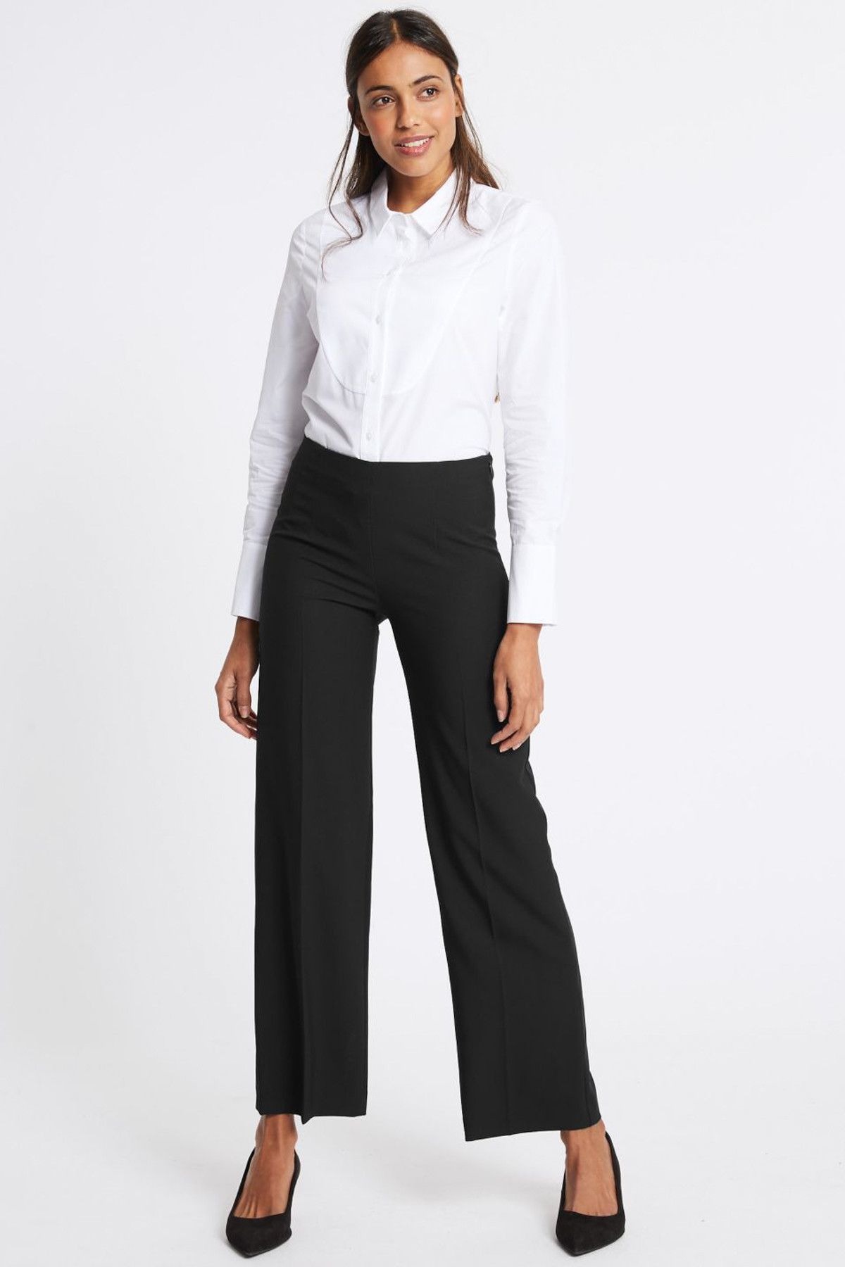 Marks & Spencer Kadın Siyah Wide Leg Pantolon T59006096