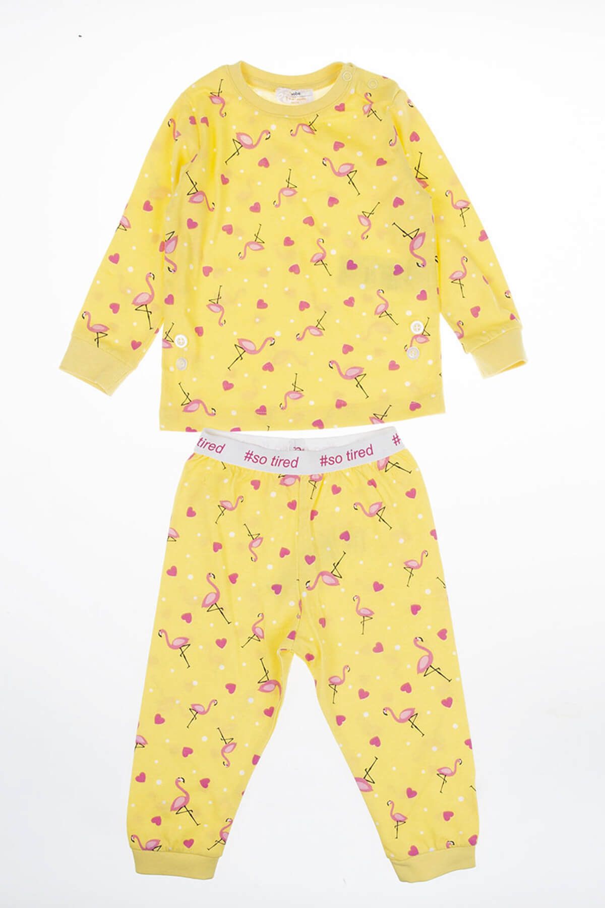 Soobe Sarı Kız Bebek Pijama Takımı