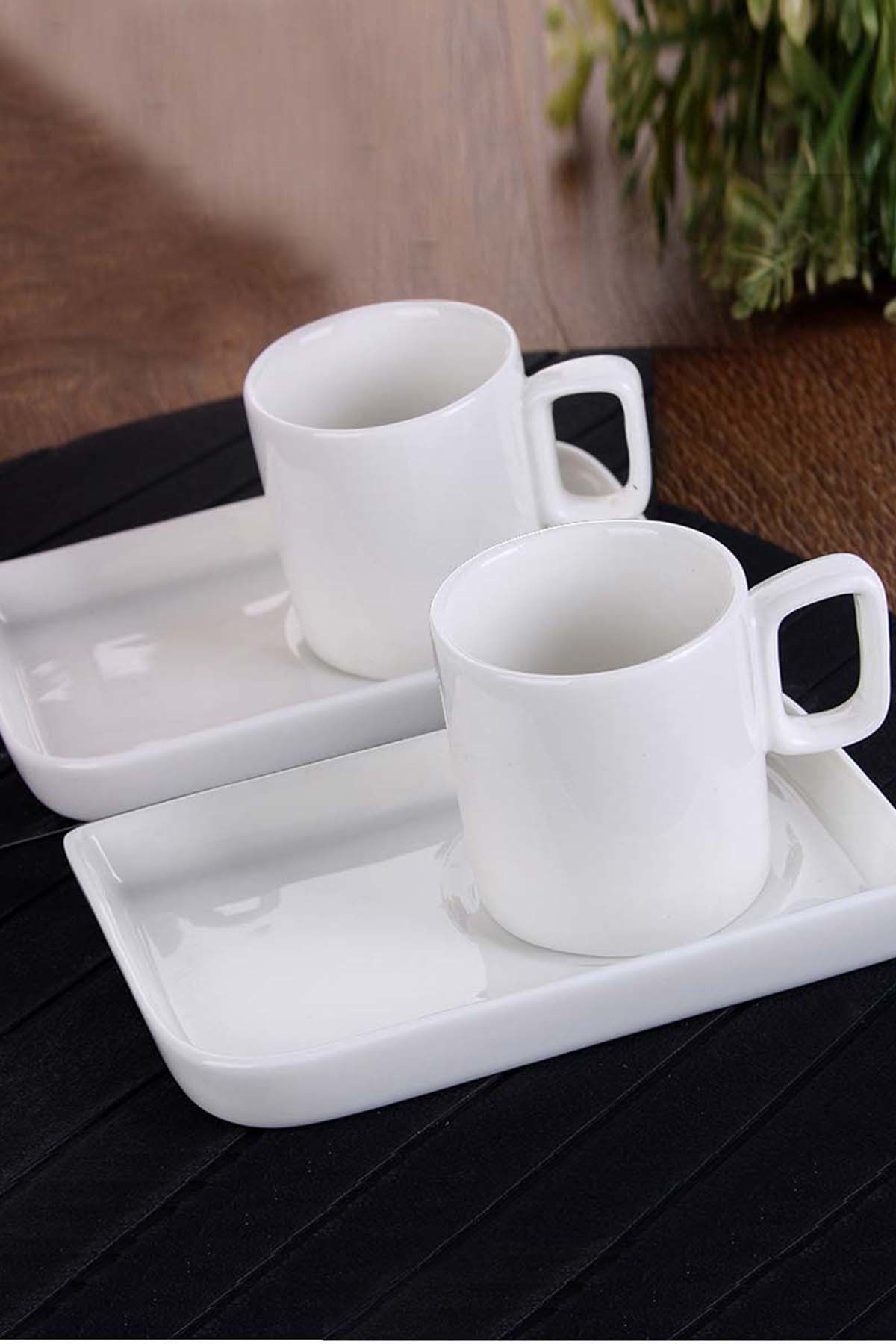 Mutfak Zamanı 2'li Porselen Lokumluklu Kahve Fincan Set