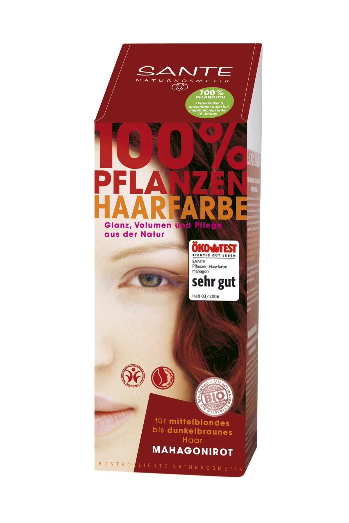 Sante Organik Toz Saç Boyası - Mahagoni Kızılı - 100 g