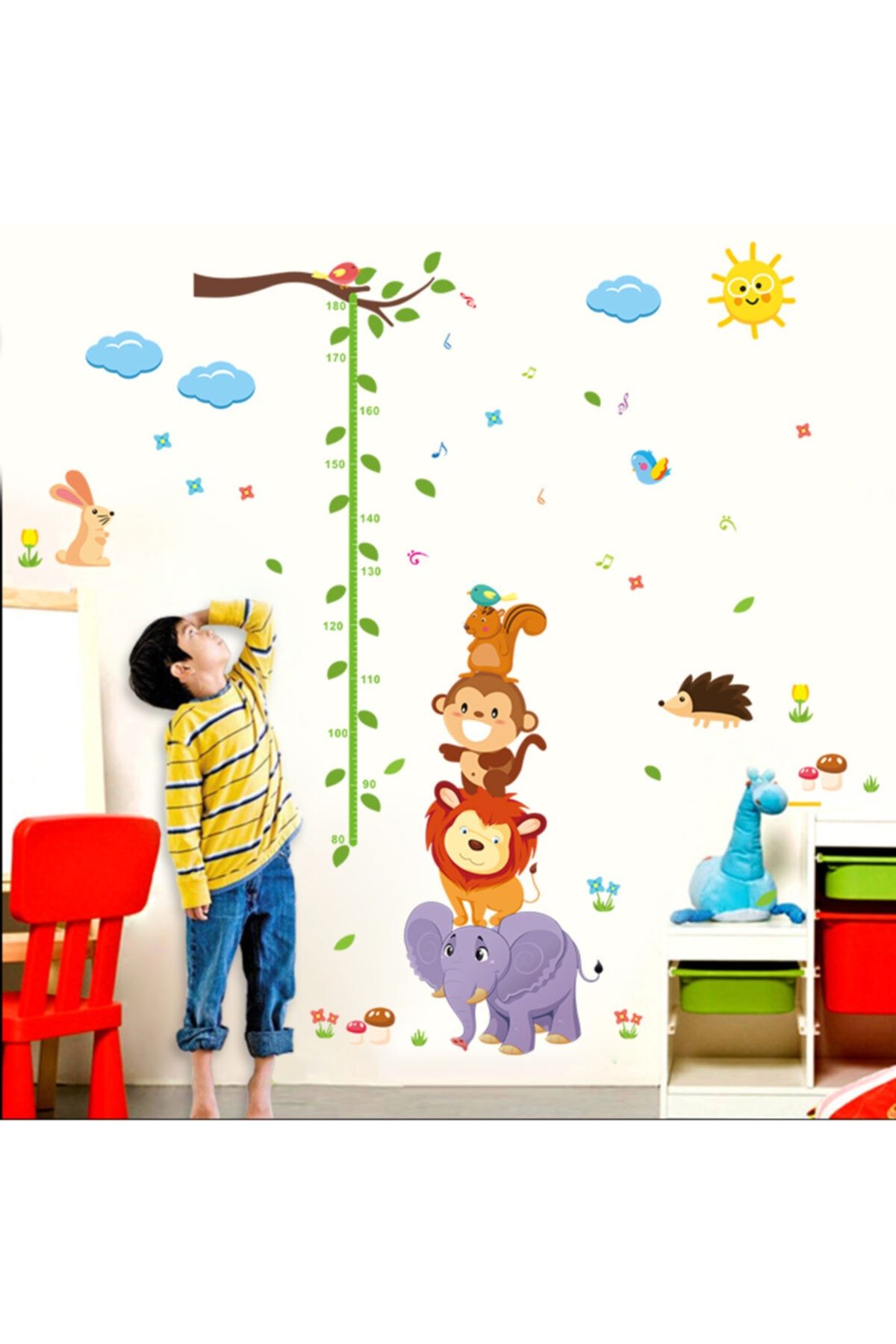 CRYSTAL KIDS Dost Hayvanlar Boy Ölçer Çocuk Odası Dekorasyonu Duvar Dekoru Sticker