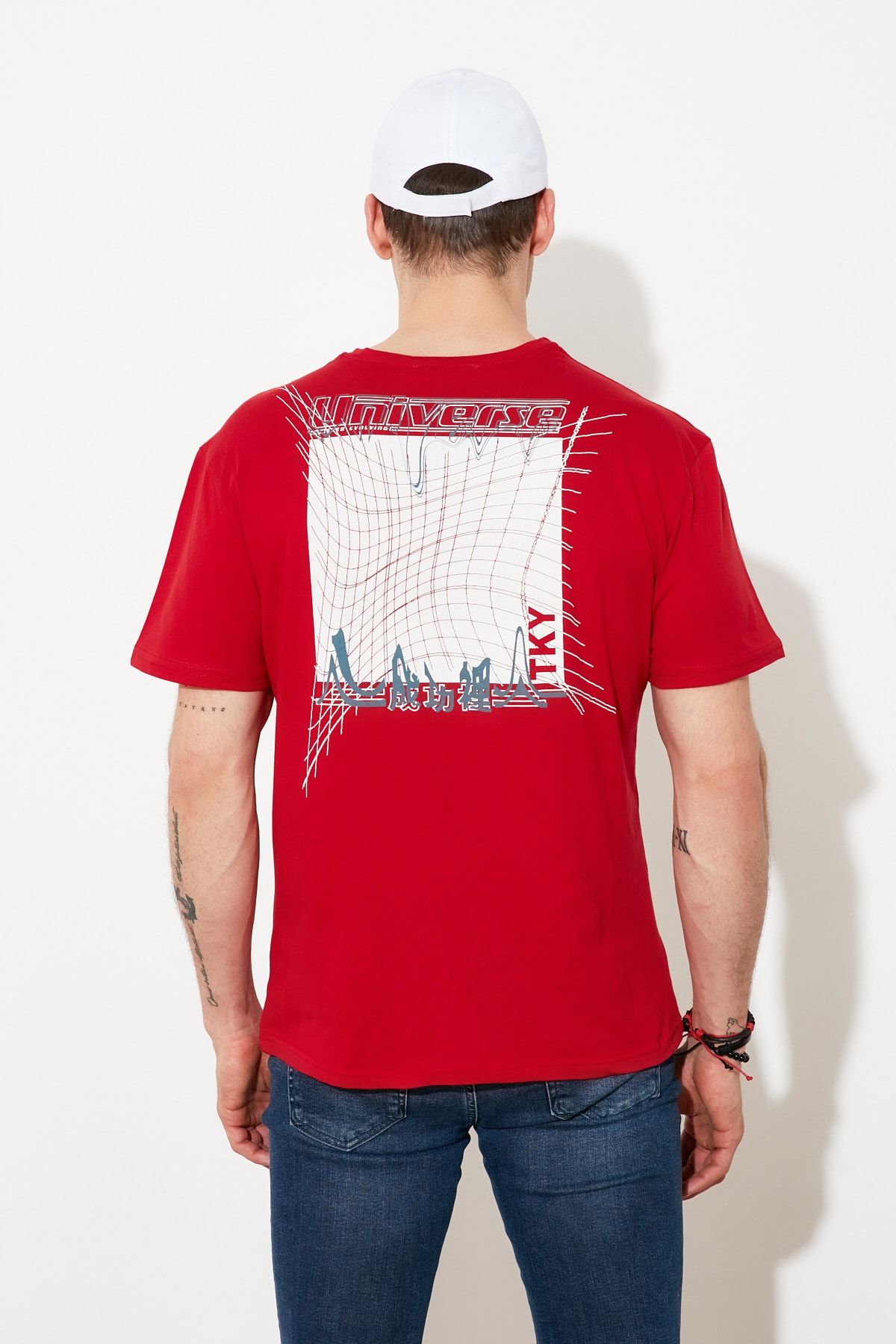 TRENDYOL MAN Kırmızı Baskılı Bisiklet Yaka T-Shirt TMNSS20TS0638