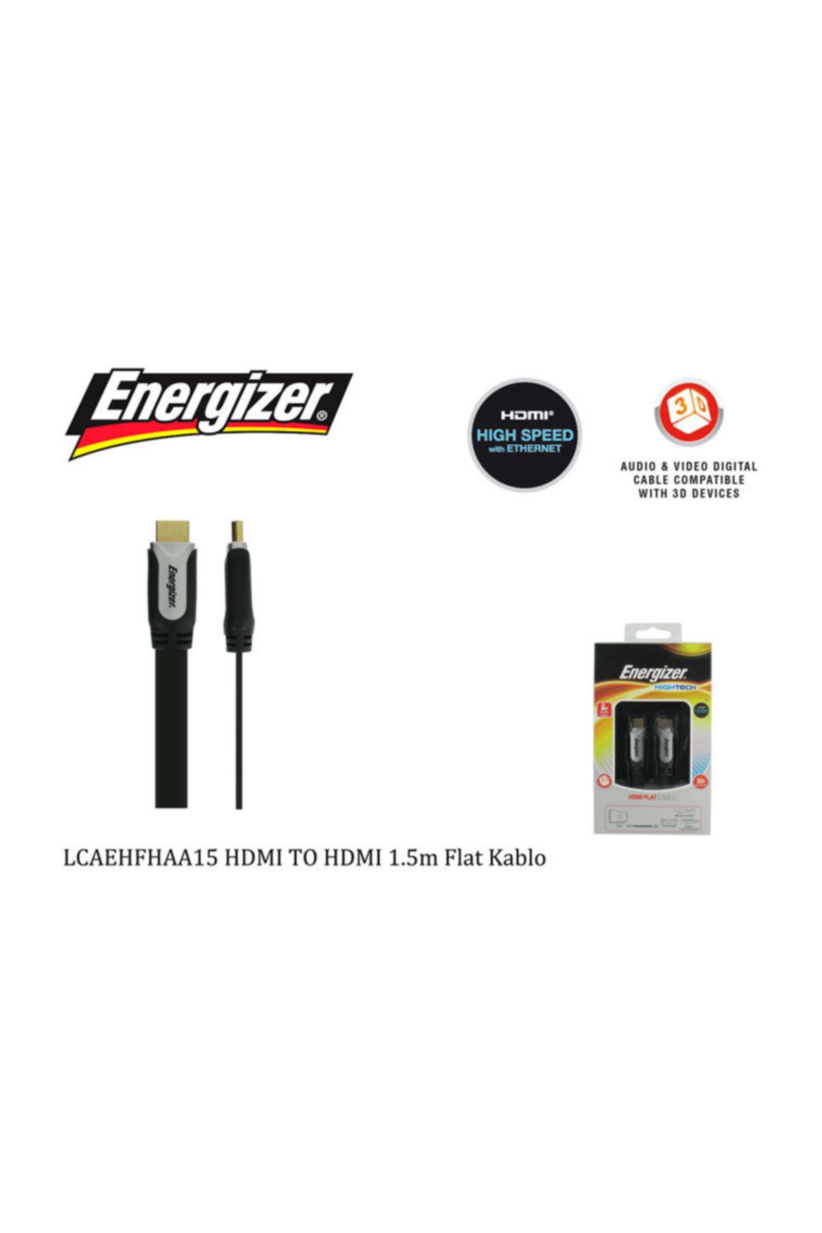 Energizer LCAEHFHAA15 HDMI TO HDMI 1.5m Flat Kablo
