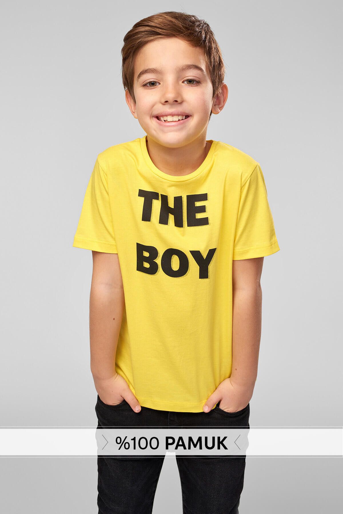 TRENDYOLKIDS Sarı Yazı Baskılı Erkek Çocuk T-shirt TKDSS18VG0035