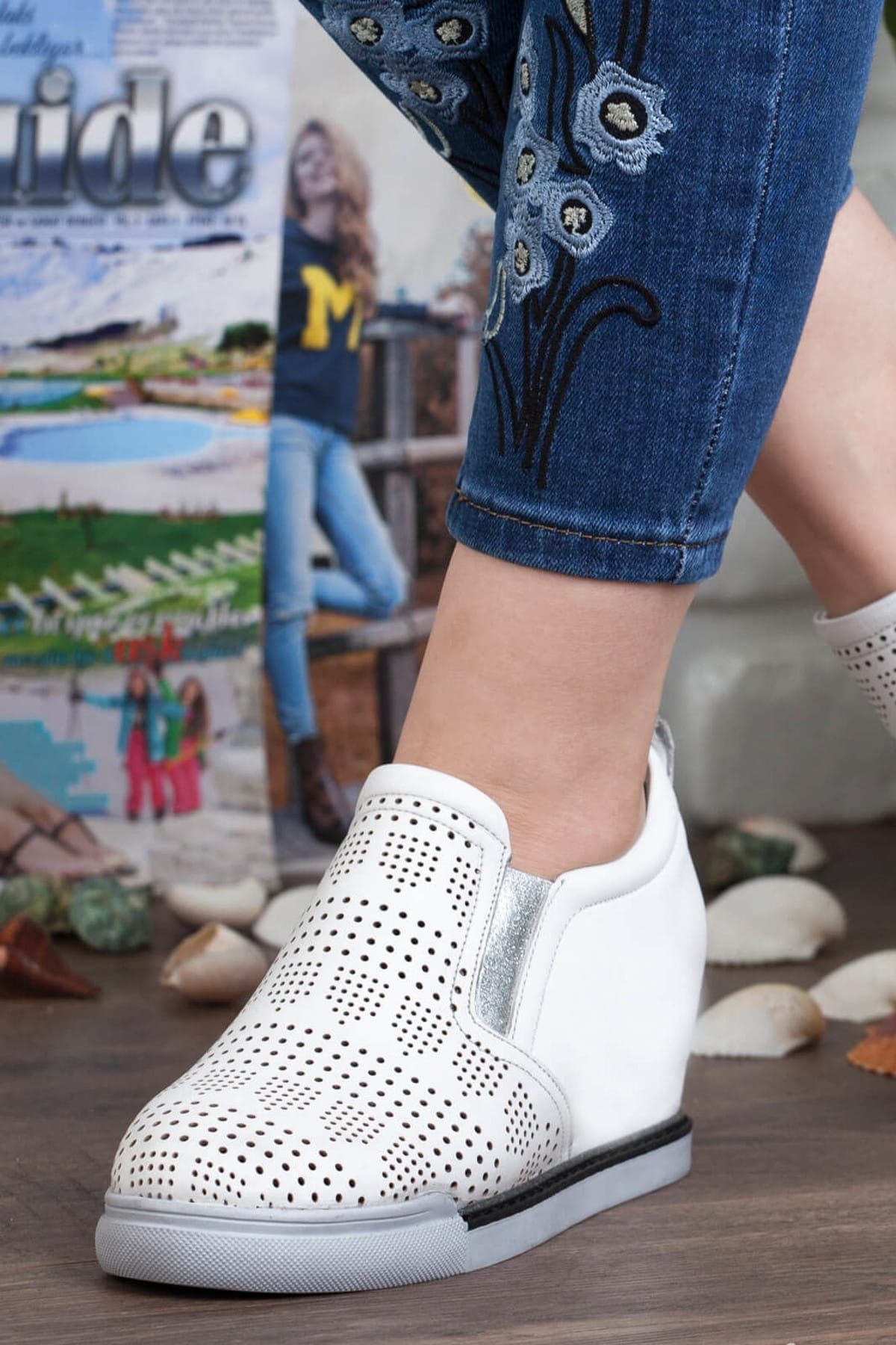 Mammamia Hakiki Deri Beyaz   Kadın Klasik Topuklu Ayakkabı 9948