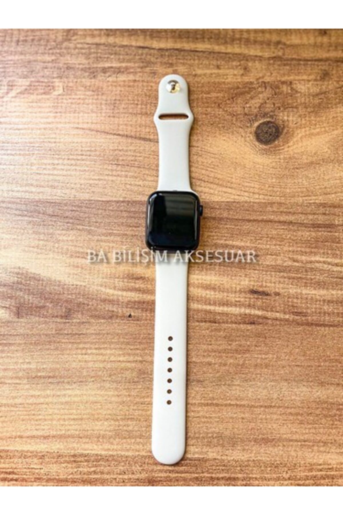 Bilişim Aksesuar Apple Watch 1 2 3 4 5 6 Se 38 - 40 Mm Spor Kordon Silikon Kayış Krem S/m Beden