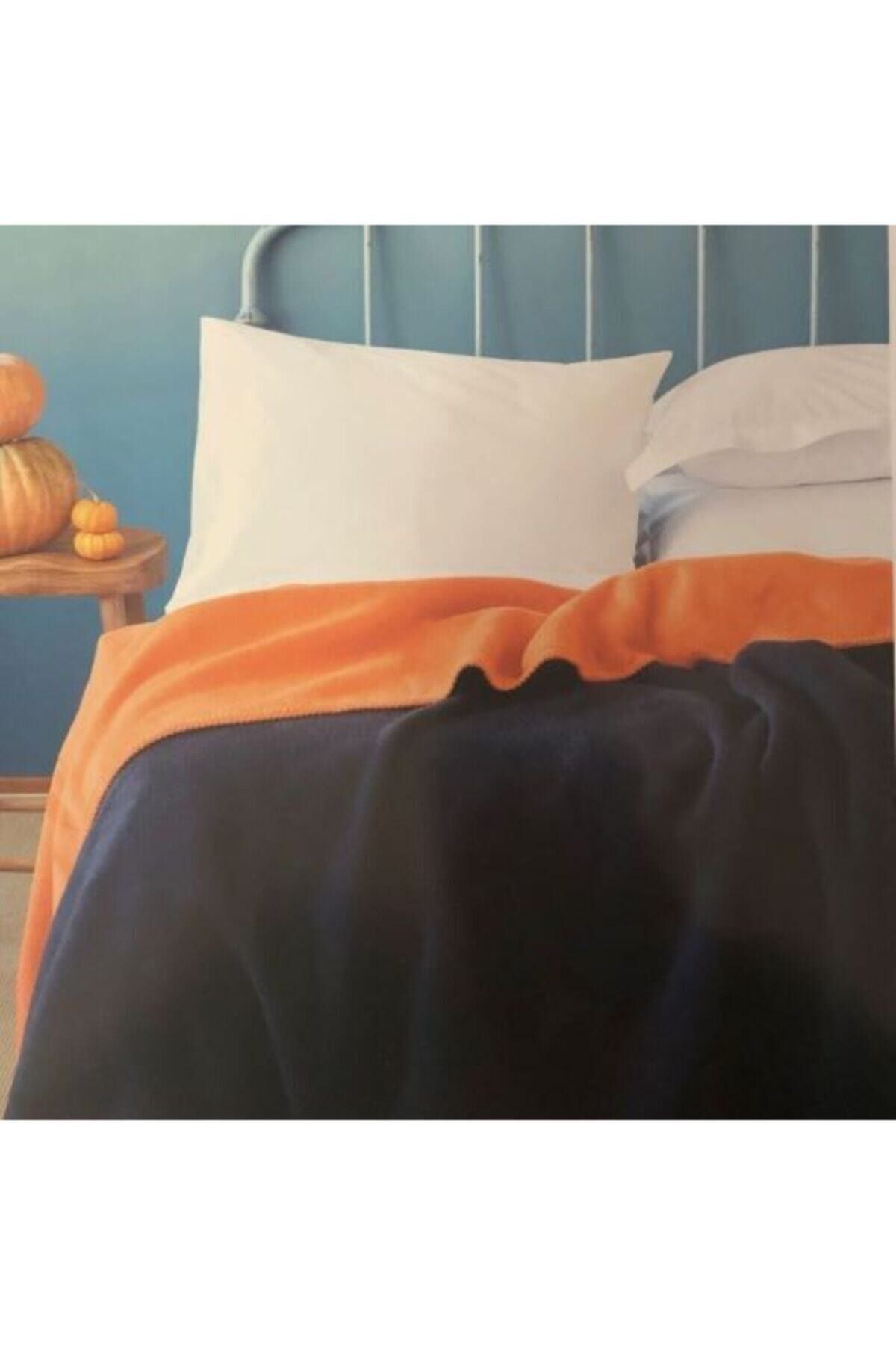 İssimo Home Simply Battaniye Çift Kişilik Lacivet-turuncu