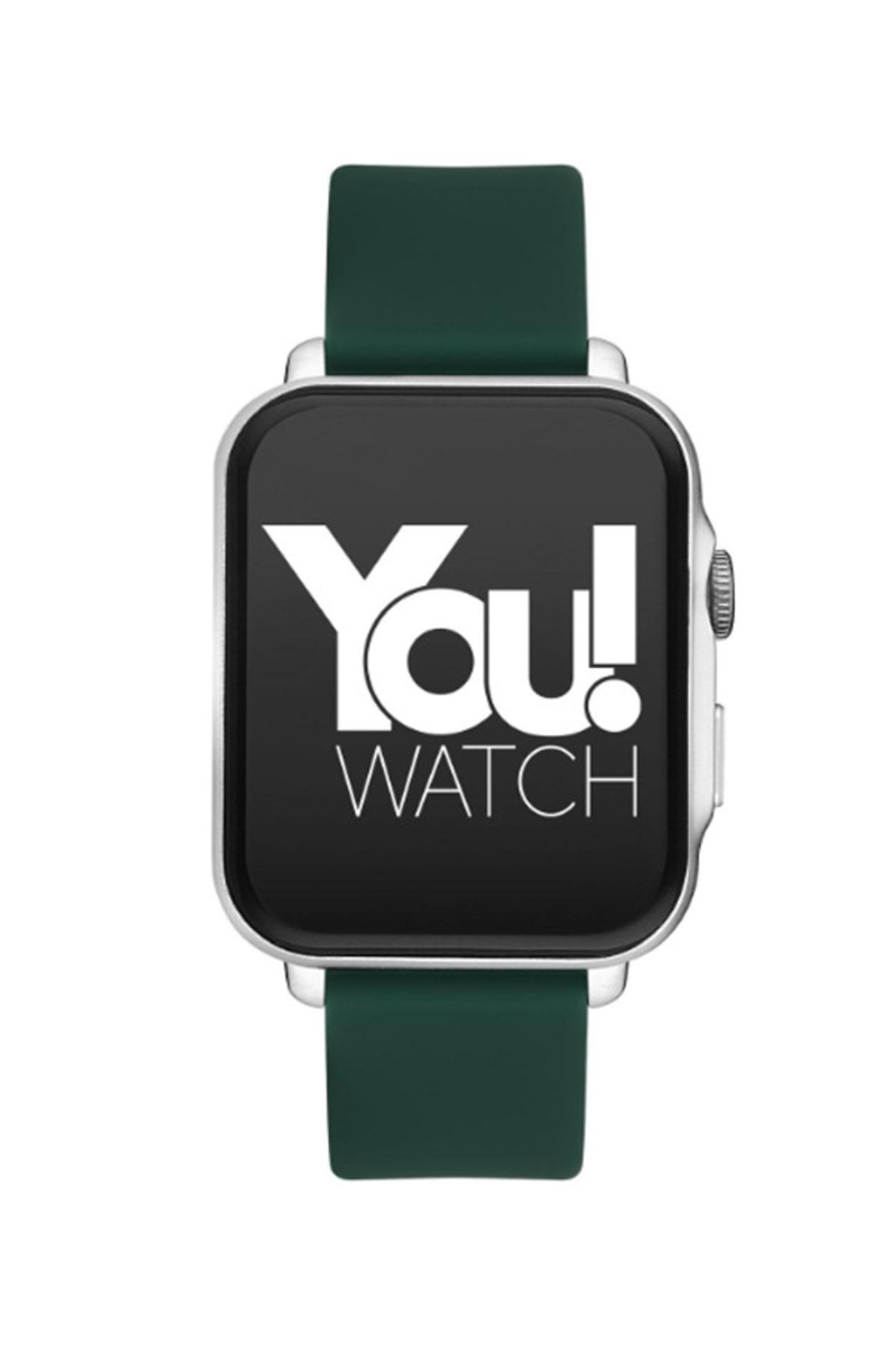 You Watch Youwatch F13-yf134 Gümüş Kasa & Koyu Yeşil Silikon Kordon Akıllı Saat Ios Ve Android Uyumludur.