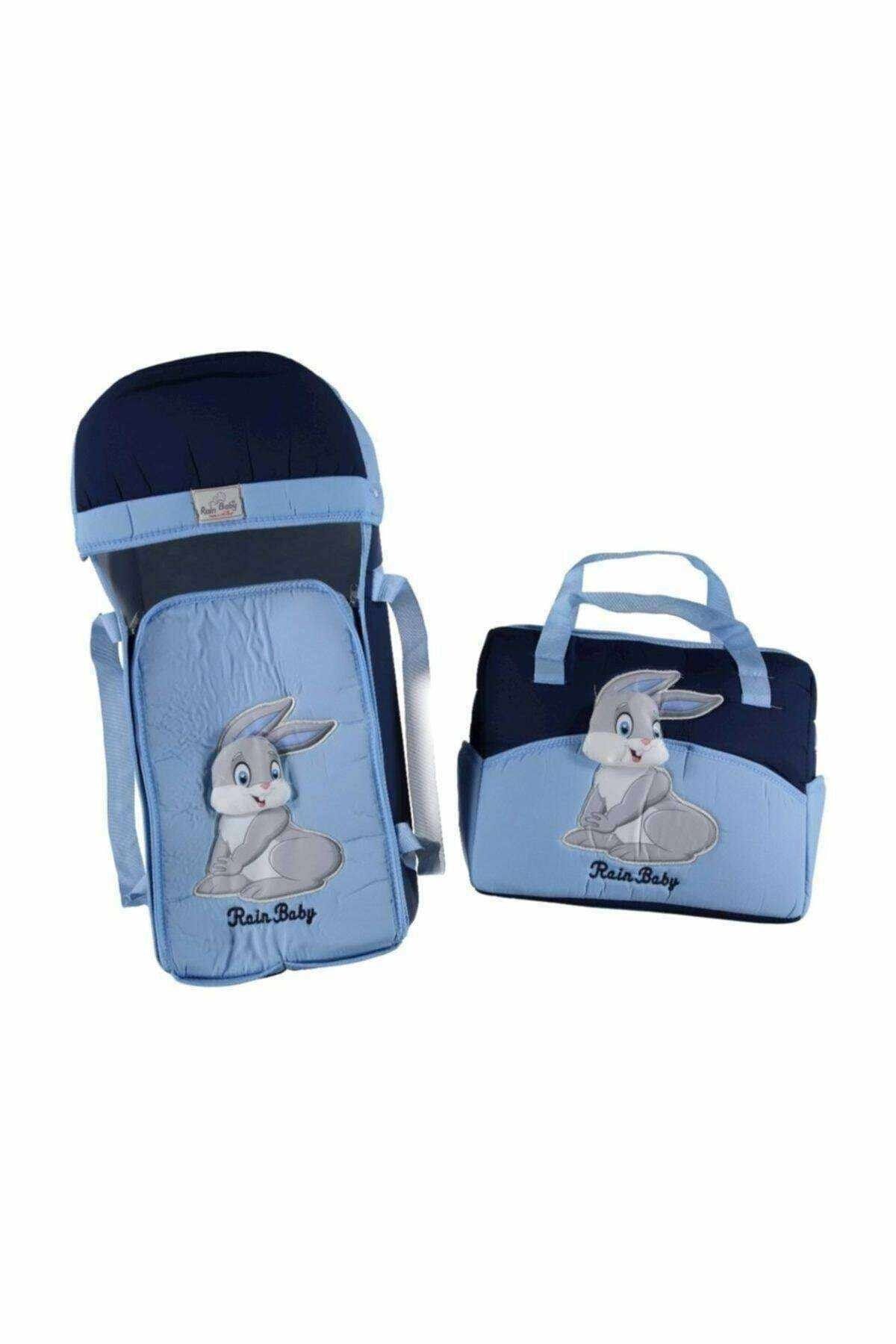 Rain Baby Tavşan Kabartma 2 Li Taşıma Seti Mavi