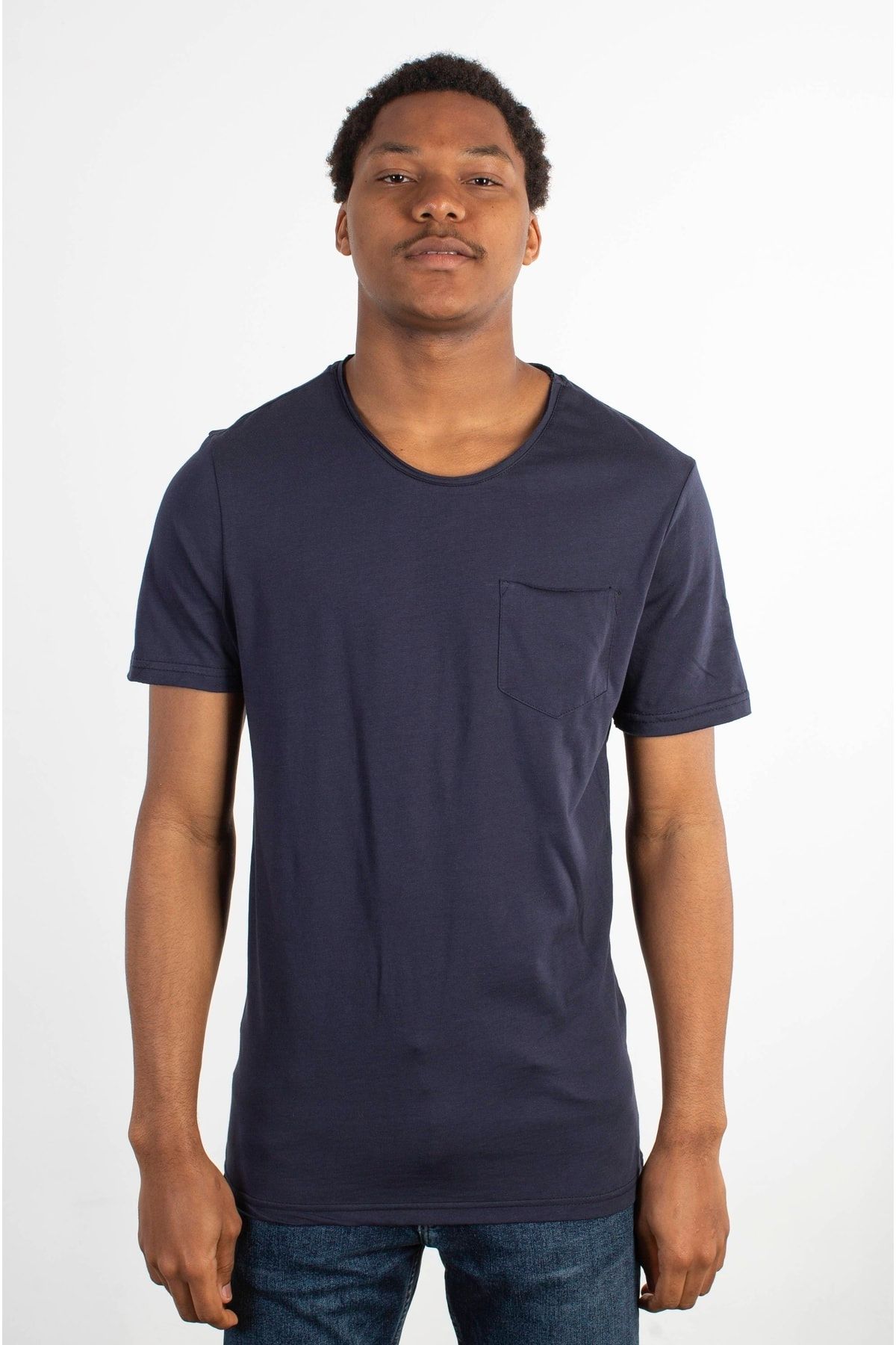 Five Pocket Erkek Bisiket Yaka T-shirt - Lacivert