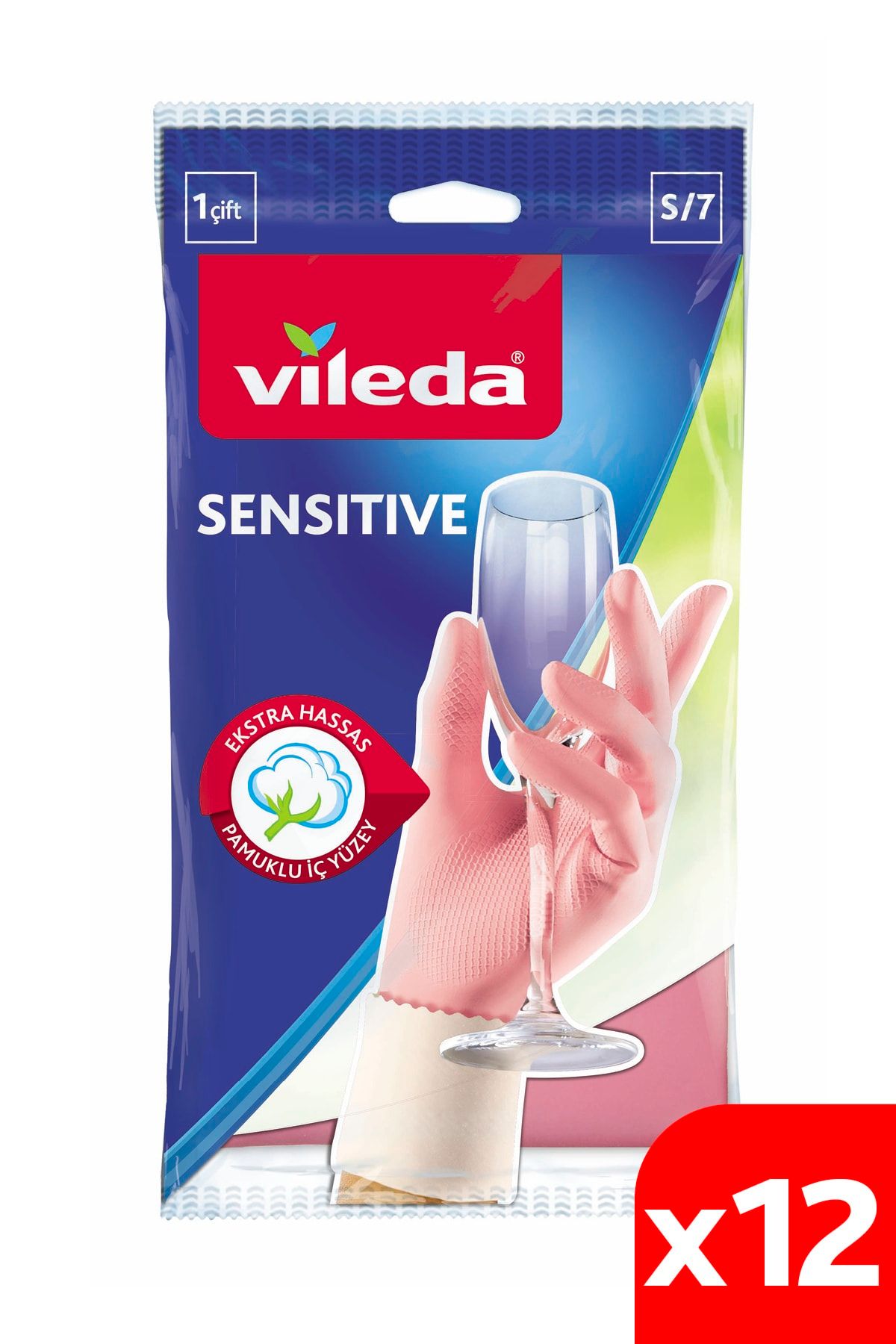 Vileda Sensitive Eldiven No 7 Küçük Boy 12'li Paket