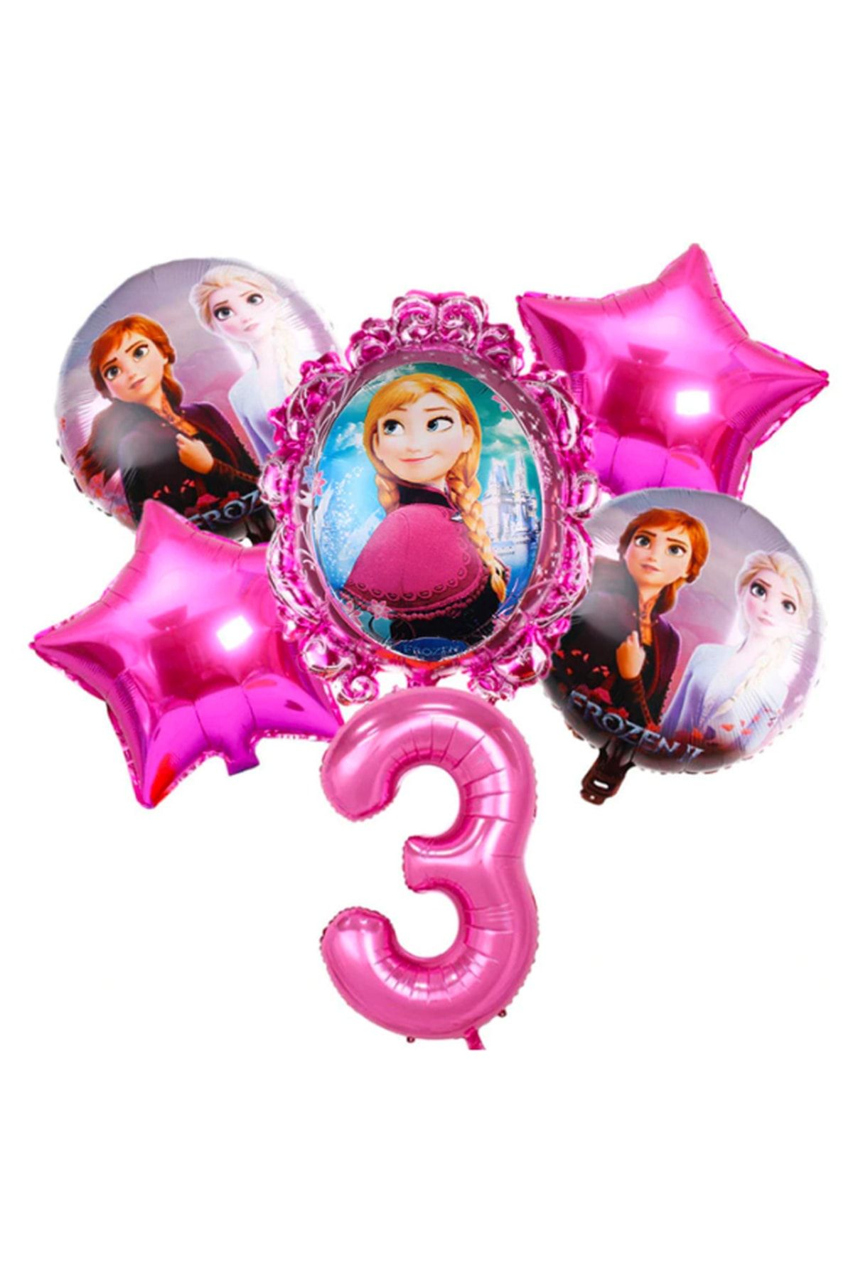 DİSNEY Frozen Elsa Anna Ve Fuşya Rakam Balonlu Süsleme Seti Karlar Kraliçesi Konsepti