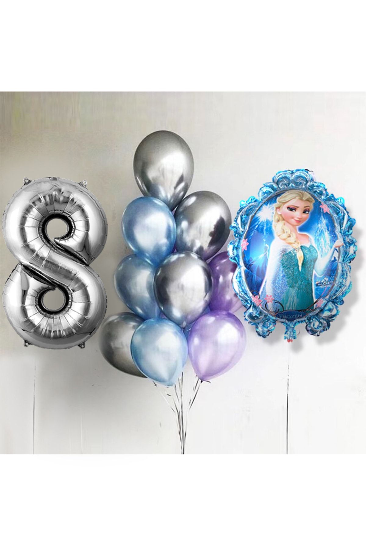 DİSNEY Frozen Elsa Balon Parlak Balon Gümüş Rakam Balonlu Karlar Kraliçesi Konsepti