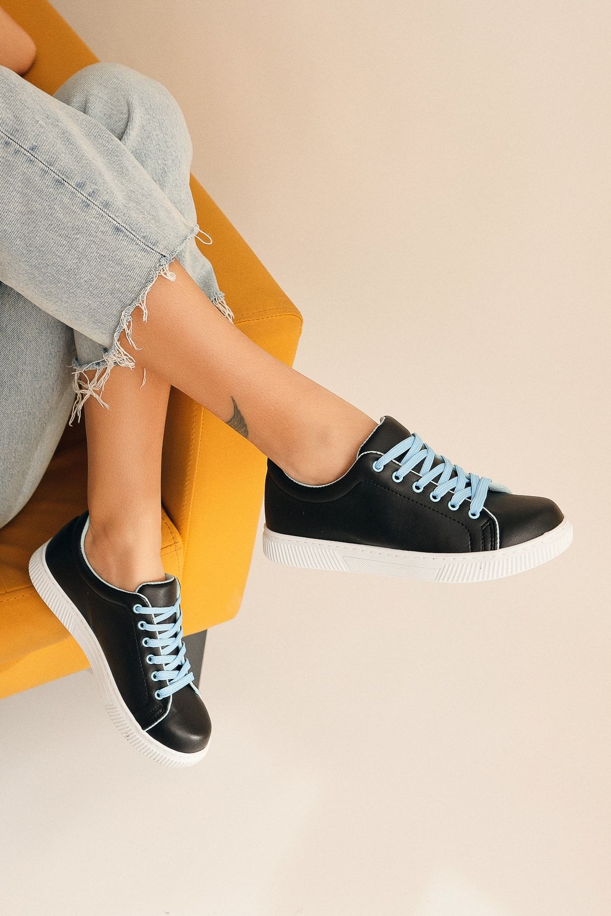 Limoya Edwina Siyah Mavi Bağcıklı Sneaker
