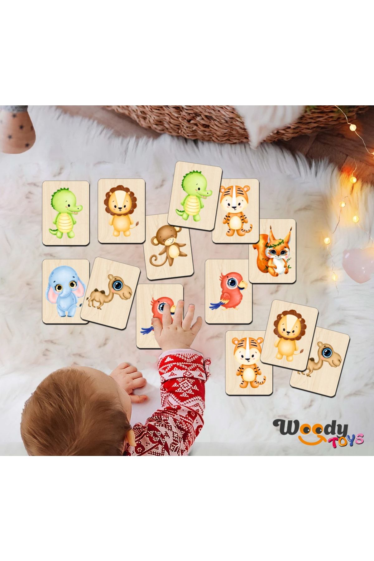 woody toys Baby Animals Zeka Kartları Eşleştirme Oyunu Hafıza Kartı Ahşap Eğitici Puzzle Oyuncak