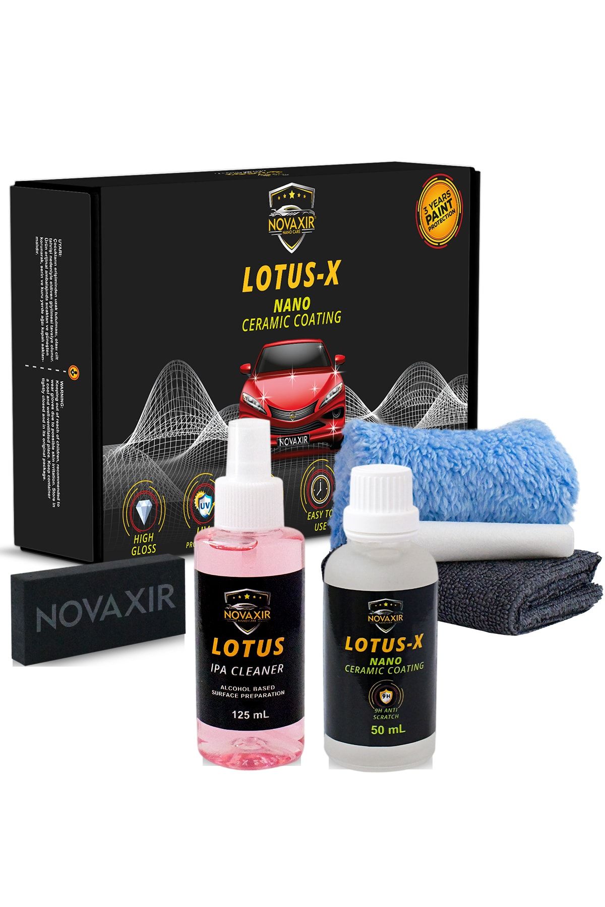 novaxir Lotus-x 9h Nano Seramik Kaplama Seti 50 ml Ipa Cleaner Yüksek Boya Koruma- Parlaklık