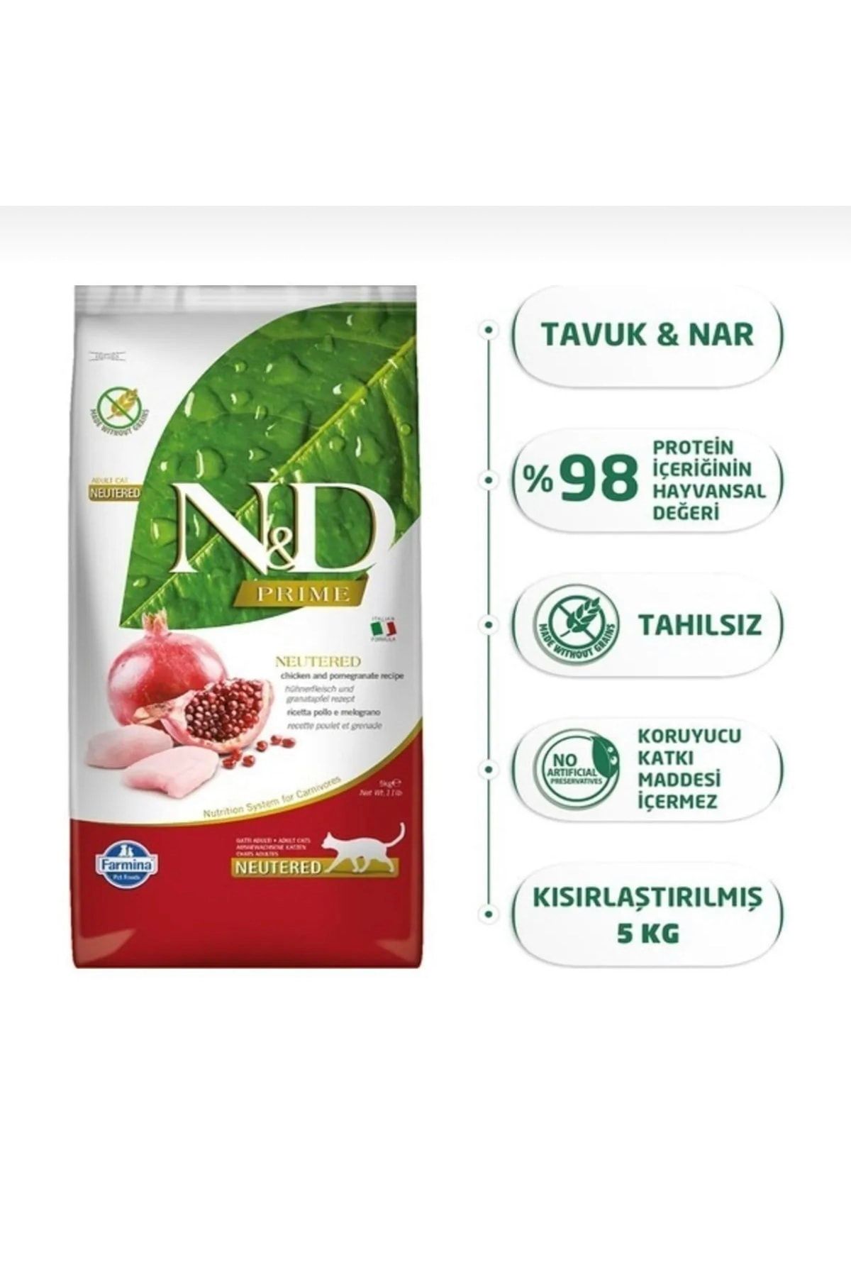 N & D H2o Prıme Tahılsız Tavuk & Nar Kısırlaştırılmış Yetişkin 5 Kg