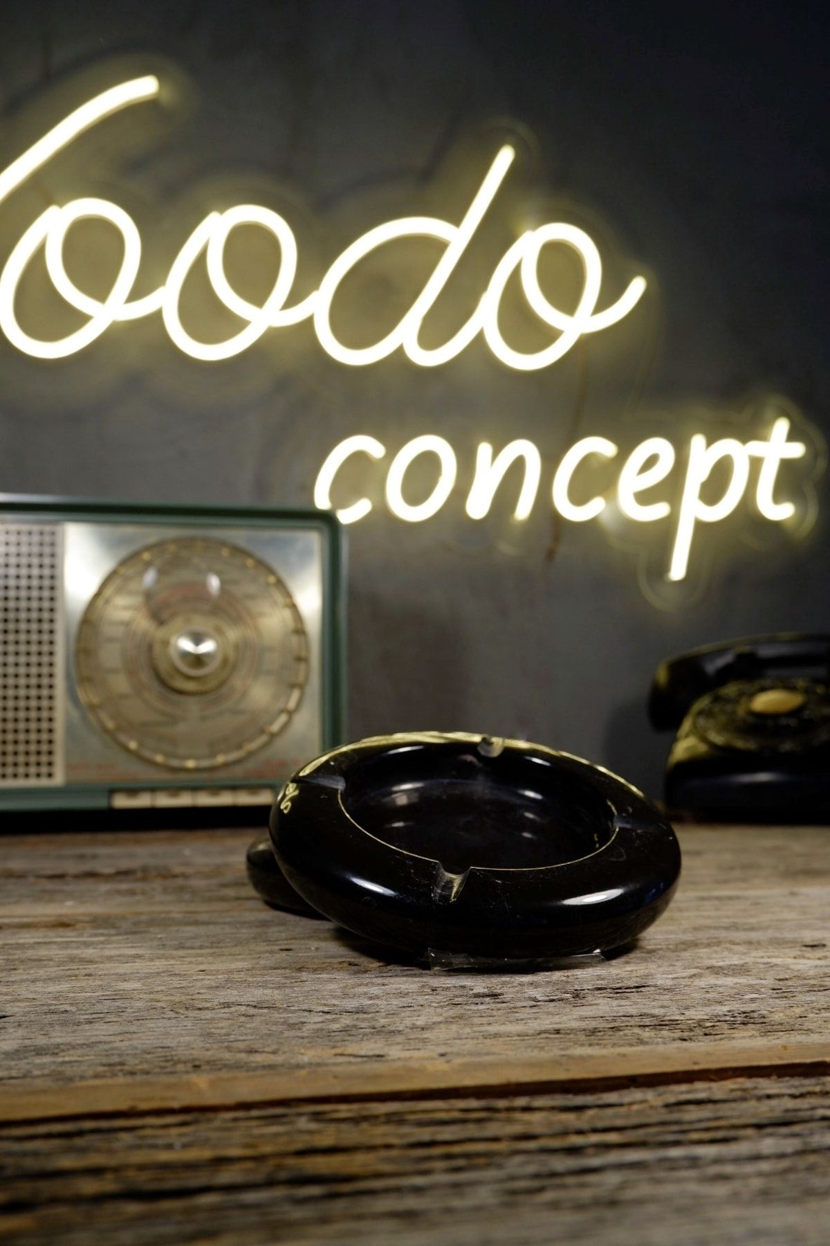 Voodo Concept Yuvarlak Pure Siyah Mermer Kül Tablası