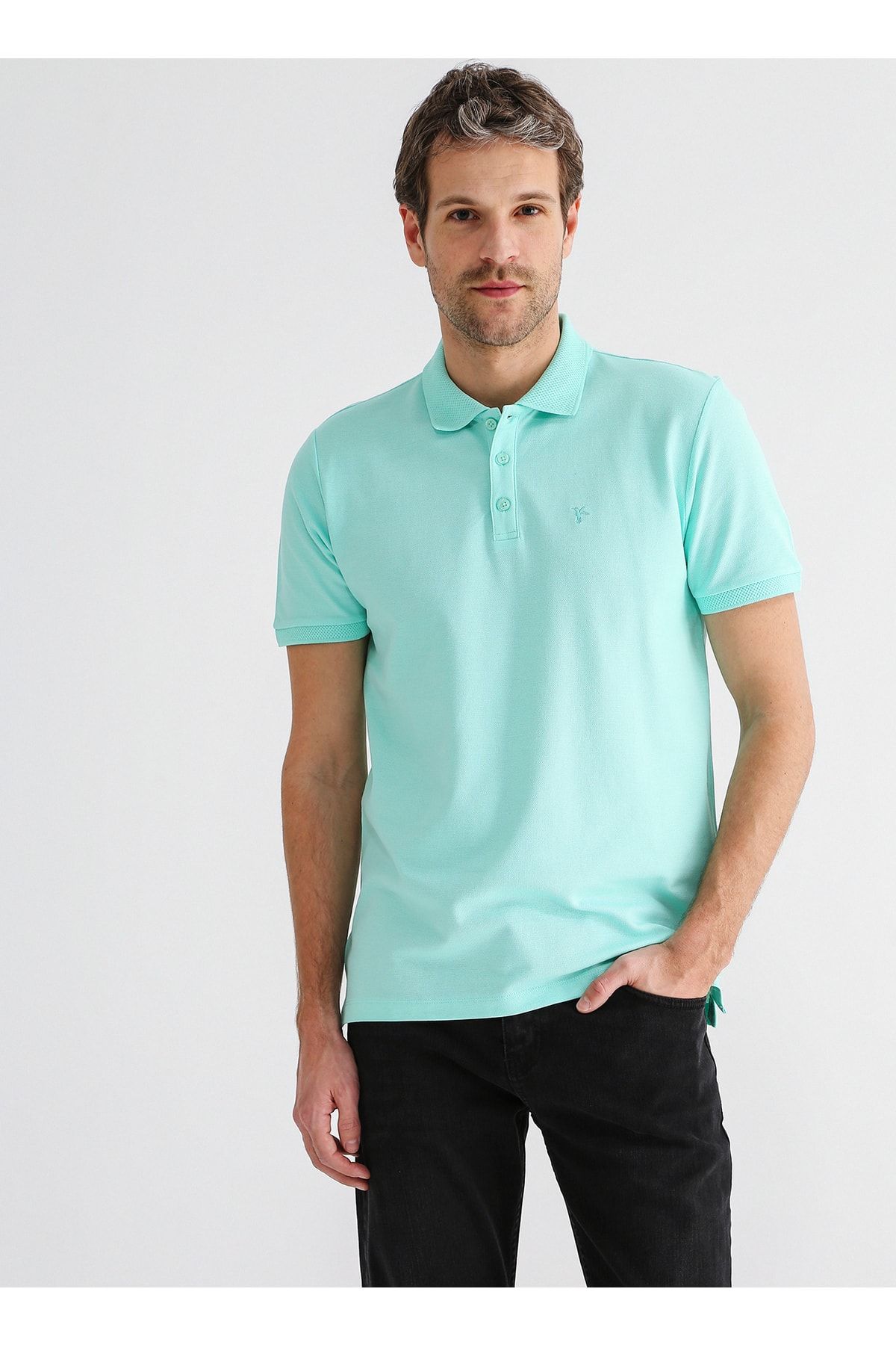Fabrika Comfort Düz Mint Erkek Polo T-shirt Cm Nobro K Cepsız
