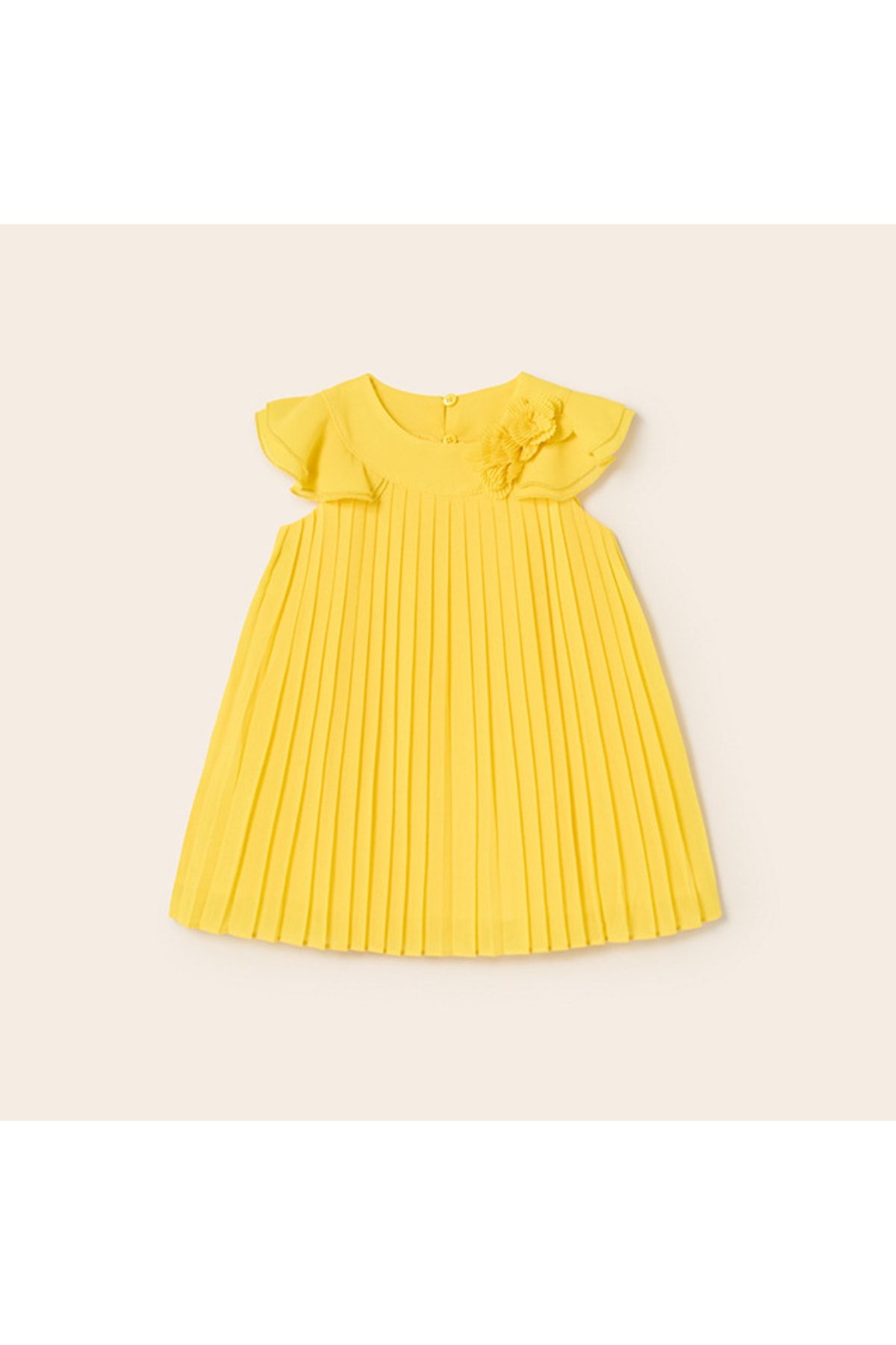 Mayoral Kız Bebek Pilili Şifon Içi Pamuklu Sarı Elbise L23y1960