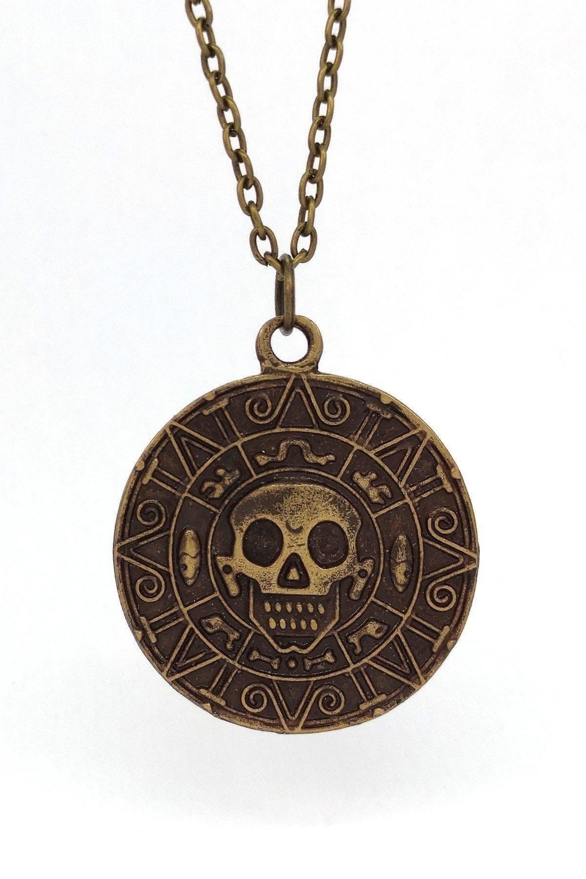 Santalio Karayip Korsanları Para Kolye Jack Sparrow Madalyon Kolye Antik Sarı