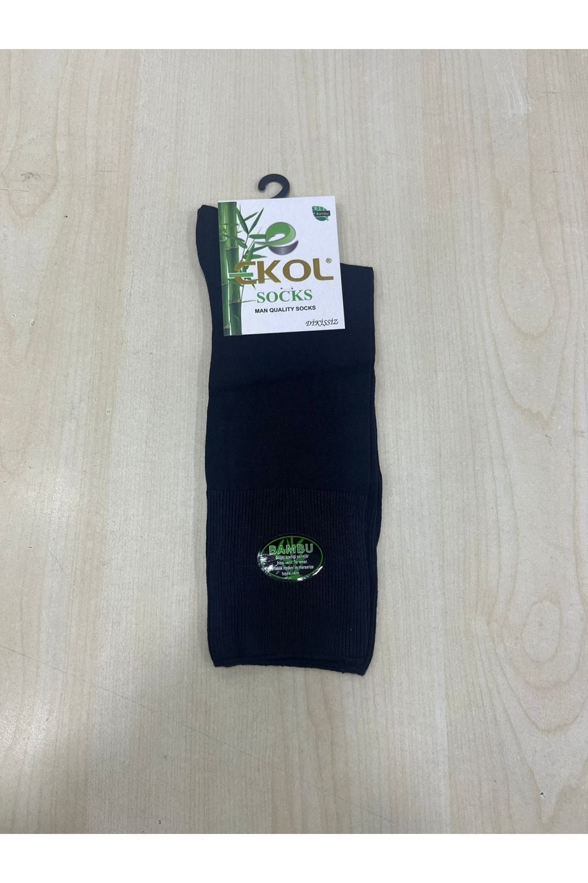 EKOL SOCK'S Erkek Siyah Bambu Dikişsiz 6'lı Diyabetik Soket Çorap