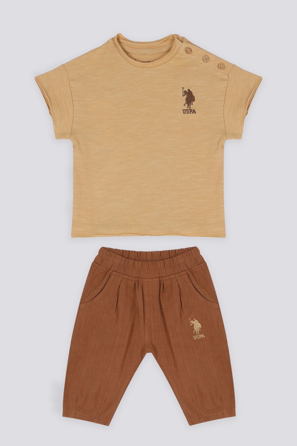 U.S. Polo Assn. U.s. Polo Assn The Elegance Of Khaki Kahve Erkek Bebek Tshirt Pantolon Takım