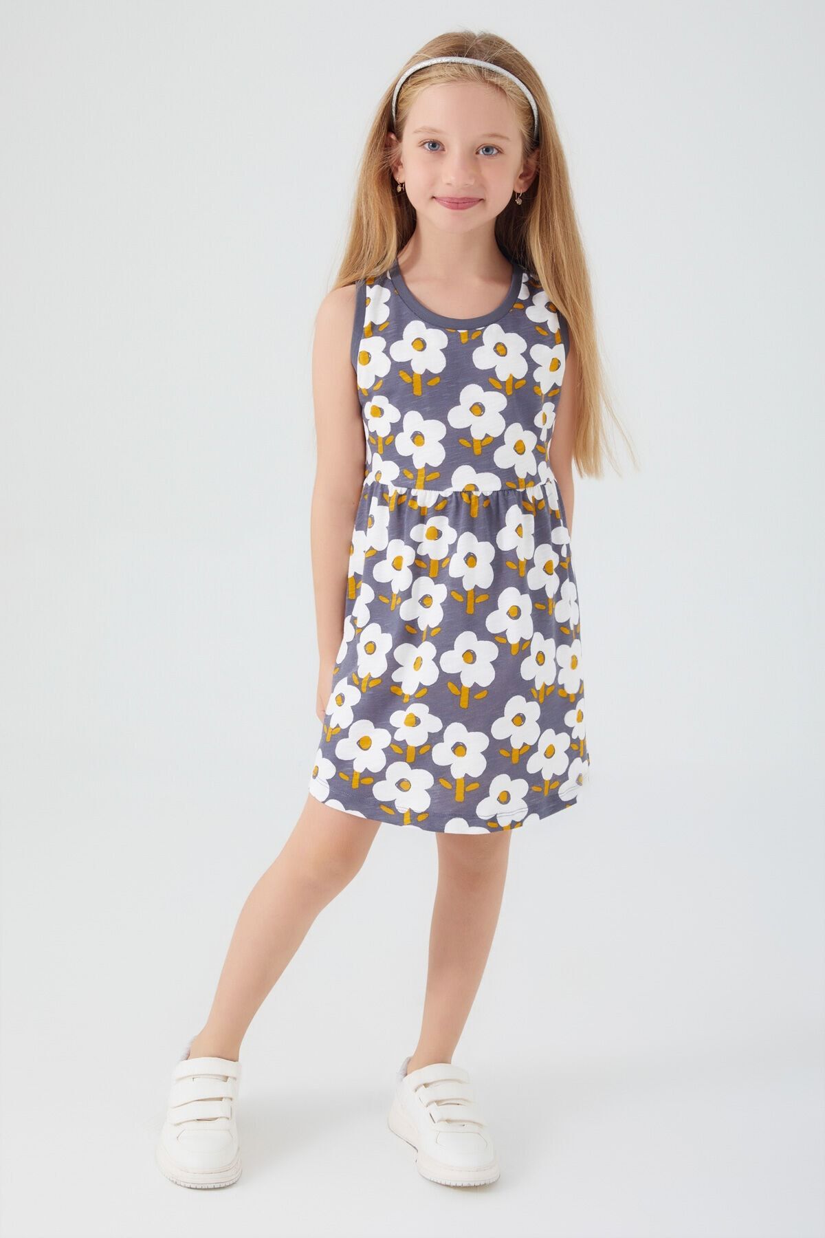 Rolypoly Rolypoly Florals Antrasit Kız Çocuk Elbise