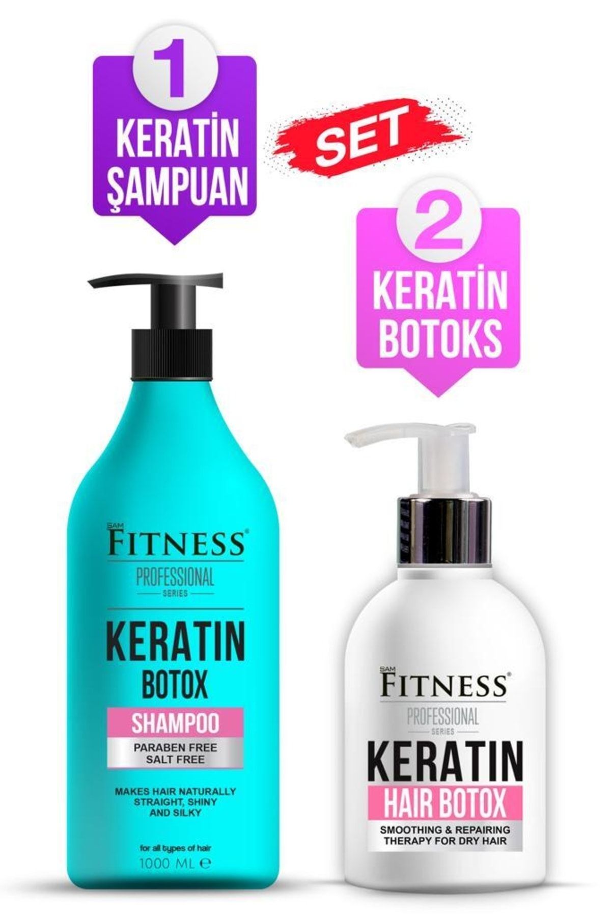 Fitness Professional Saç Onarıcı Canlandırıcı Keratin Botox 250 Ml Ve Şampuan Seti 1000 Ml