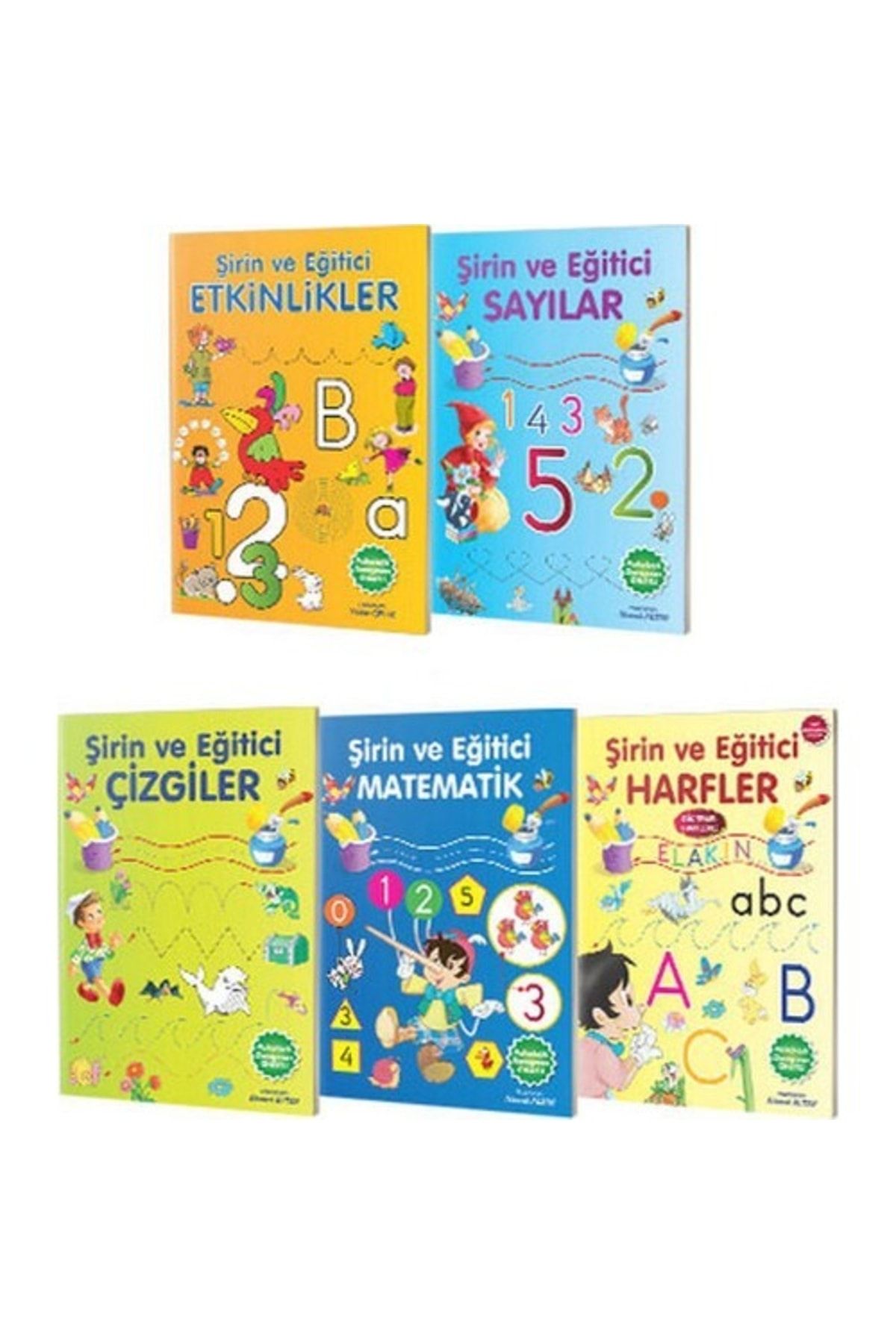 Parıltı Yayınları Şirin ve Eğitici Serisi 5 Kitap çizgiler  Matematik  Sayılar  Harfler  Etkinlikler Kolektif