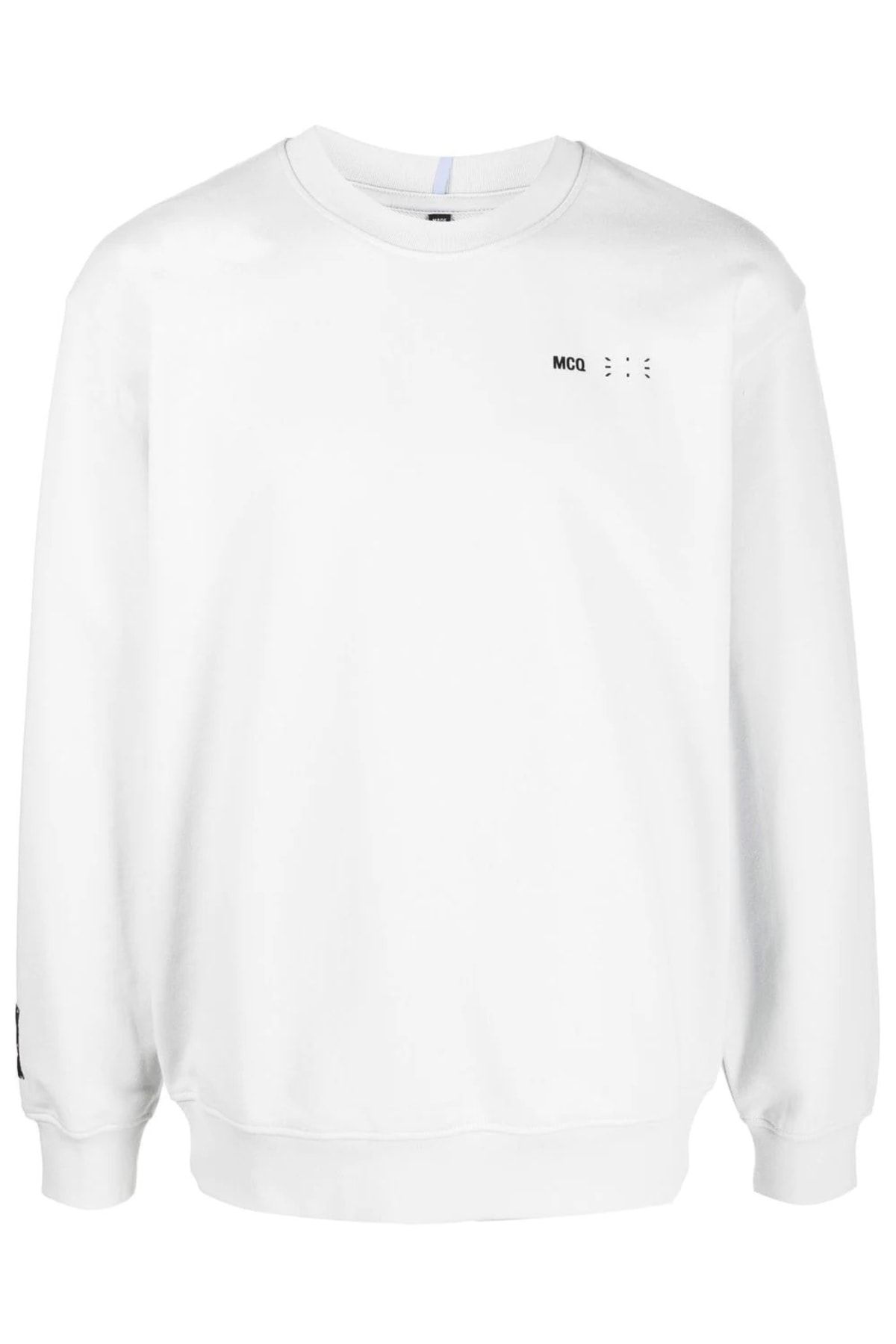 ALEXANDER MCQUEEN Chest And Back Mcq Logo Printed Beyaz Sweatshirt 22-23