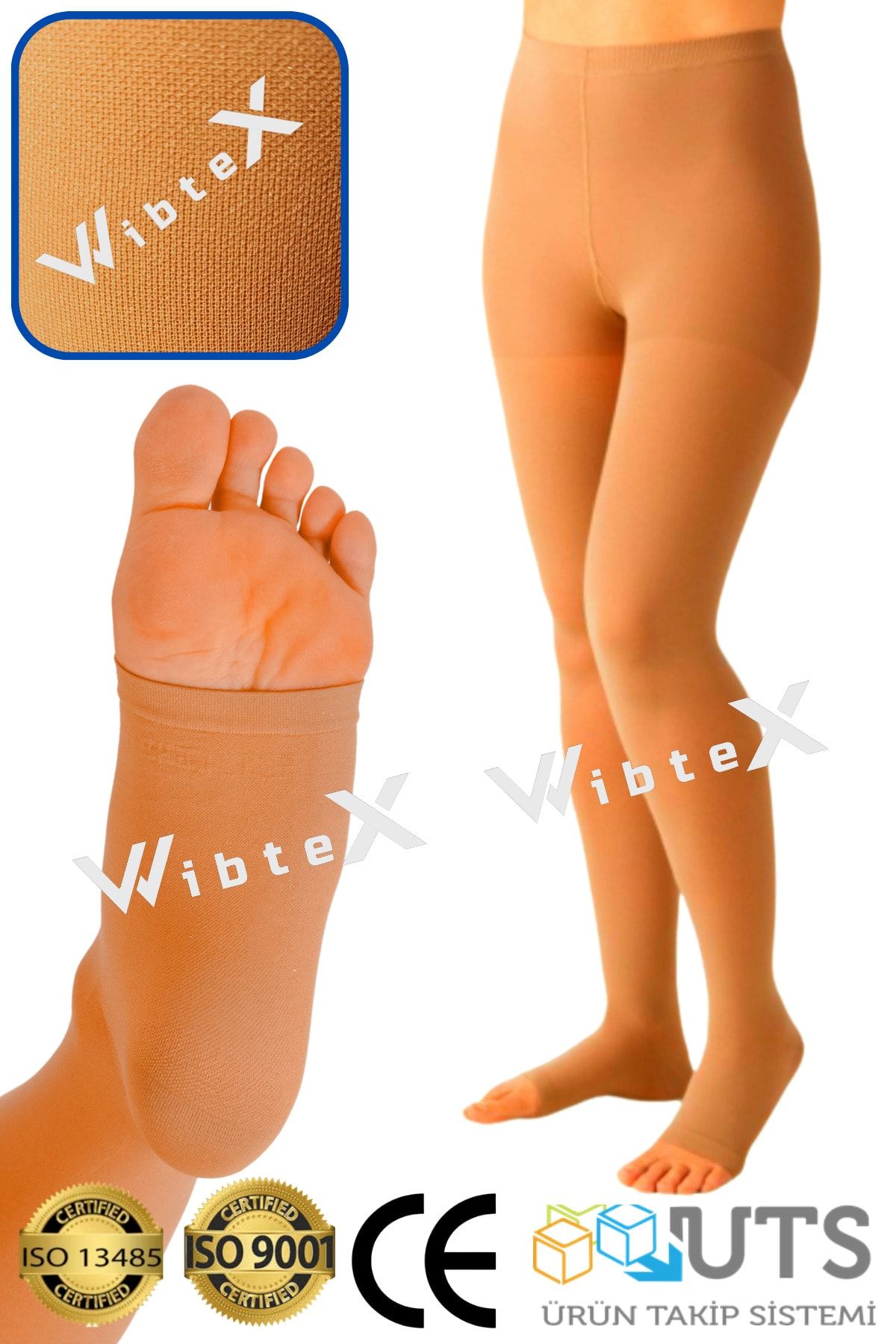 wibtex Külotlu Çorabı Burnu Açık (ten Rengi) Orta Basınç Ccl2(çift Bacak)