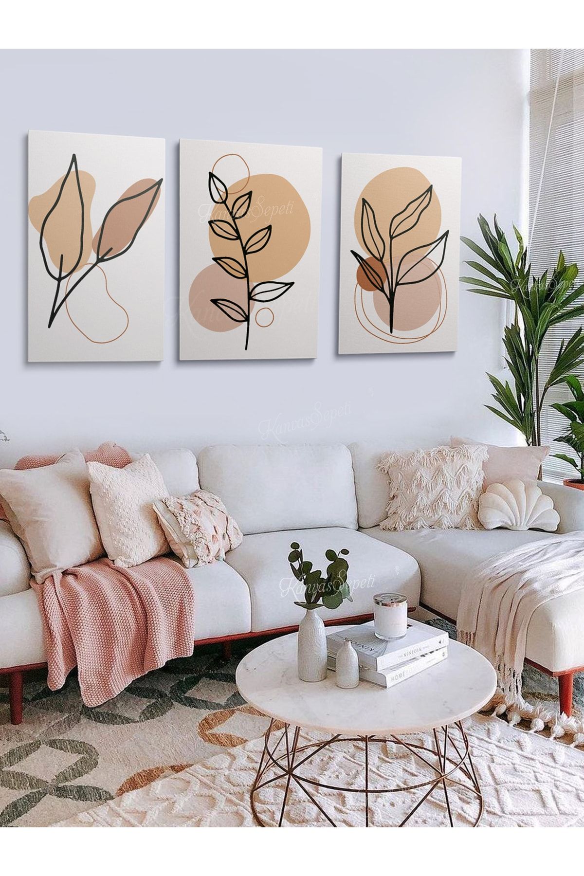 KanvasSepeti 3lü Set Boho Bohem Bohe Retro Art Soyut Tablo Dekoratif Kanvas Tablo Canvas Tablolar Soyut Tablolar
