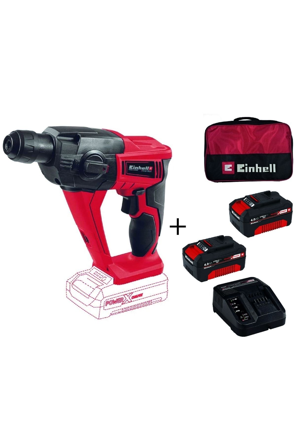 Einhell Te-hd 18 Li Akülü Pnömatik Matkap + 2x4 Ah Starter Kit + Bez Çanta