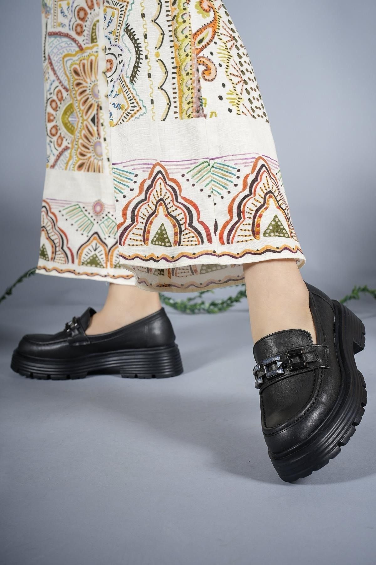 Riccon Kadın Günlük Loafer Ayakkabı 0012970 Siyah Cilt