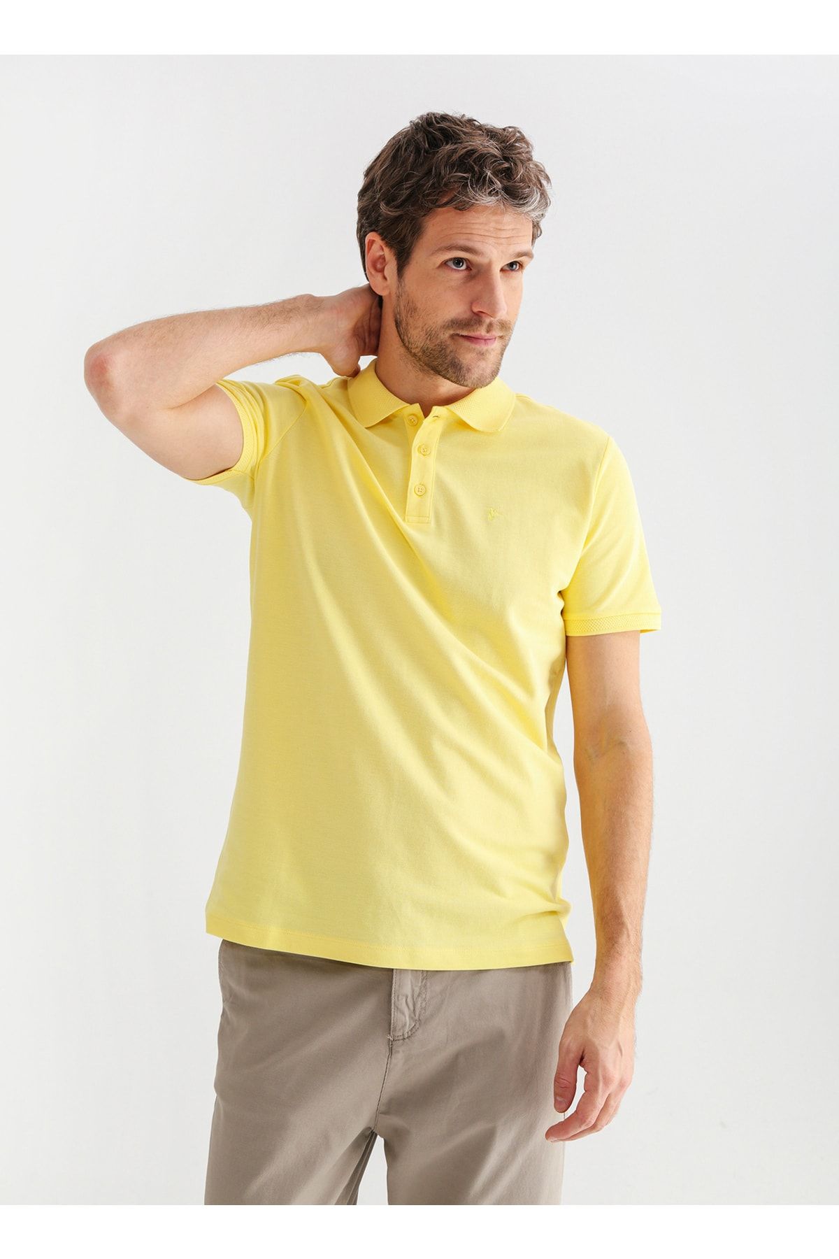 Fabrika Comfort Düz Sarı Erkek Polo T-shirt Cm Nobro K Cepsız