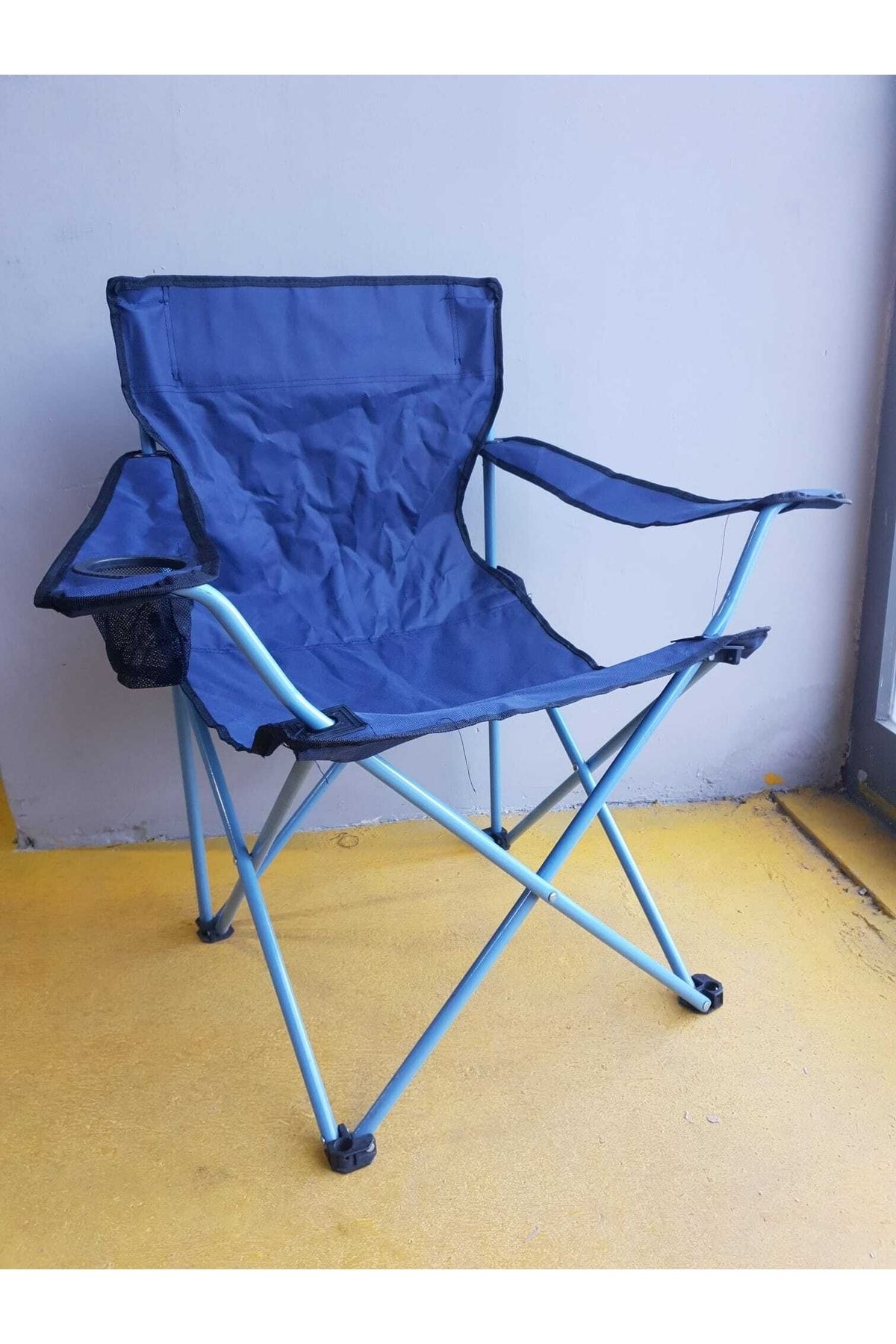 Dükkanönü Katlanır Kamp Sandalyesi Renkli Iskelet Bardaklıklı