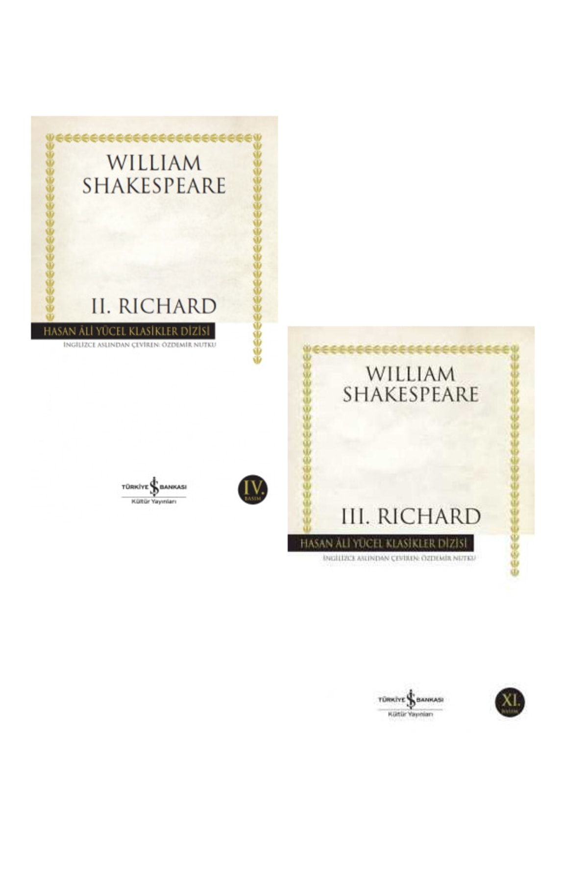 Türkiye İş Bankası Kültür Yayınları William Shakespeare 2 Kitap Set / Iı. Richard - Iıı. Richard