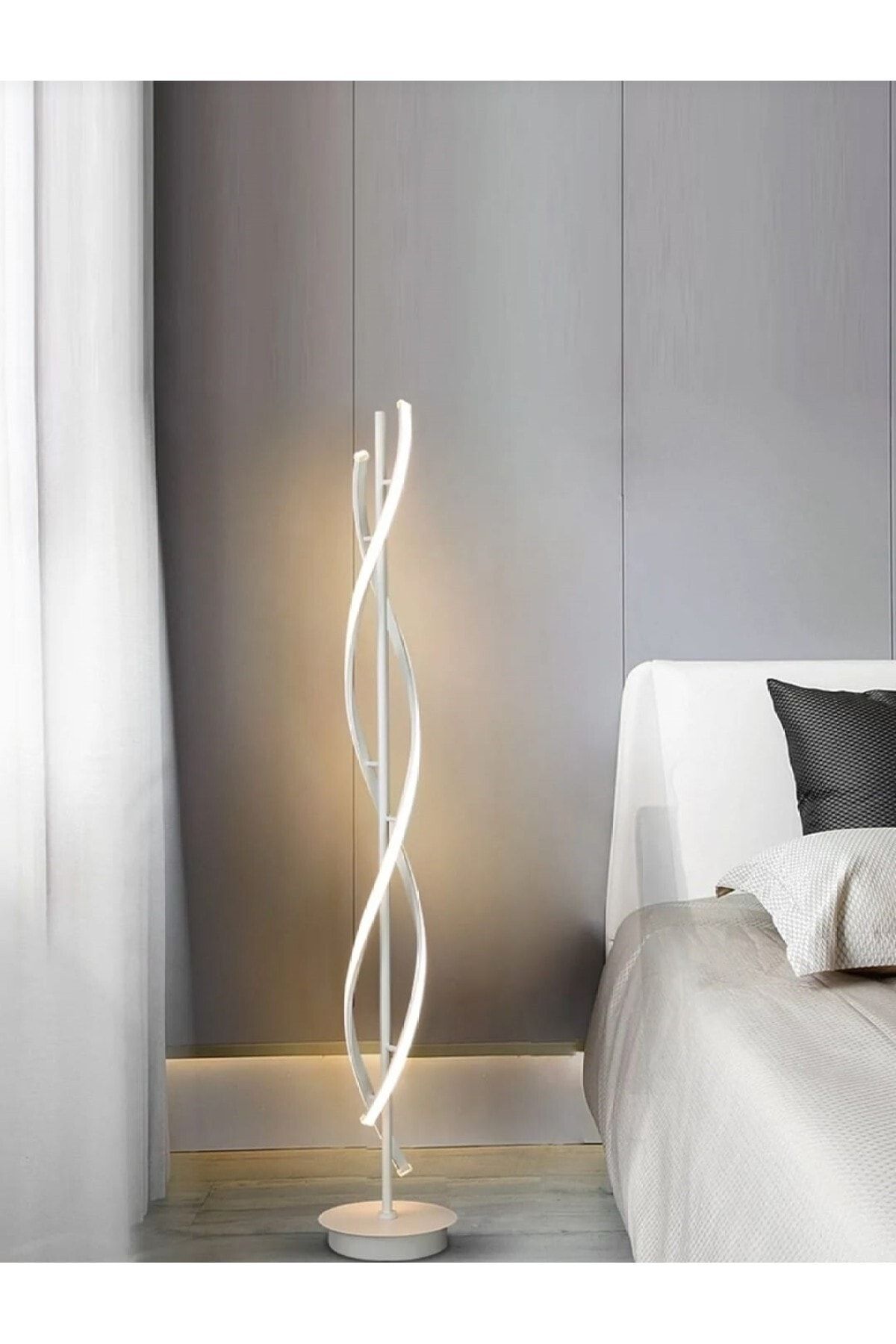 Fer Avize Dominic Modern Tasarım Beyaz Renk Gün Işığı Ledli Salon - Yatak Odası Led Lambader