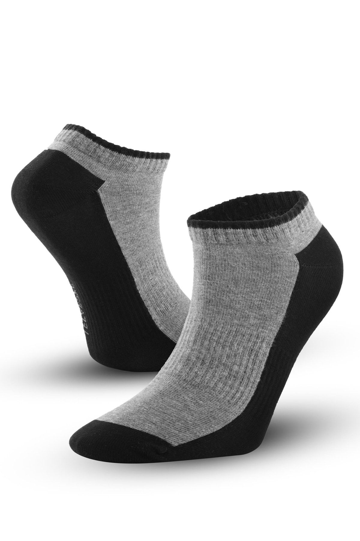 Telvesse Marcher Dikişsiz Patik Çorap Spor Kısa Çift Renkli Kısa Konçlu Spor Çorabı Siyah-gri