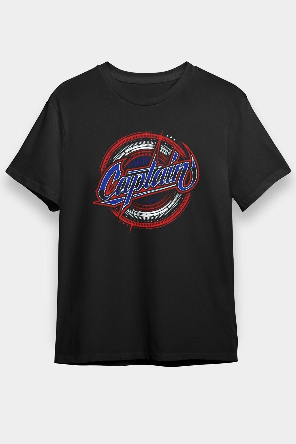 ZOKAWEAR Captain America Siyah Unisex Tişört T-shirt